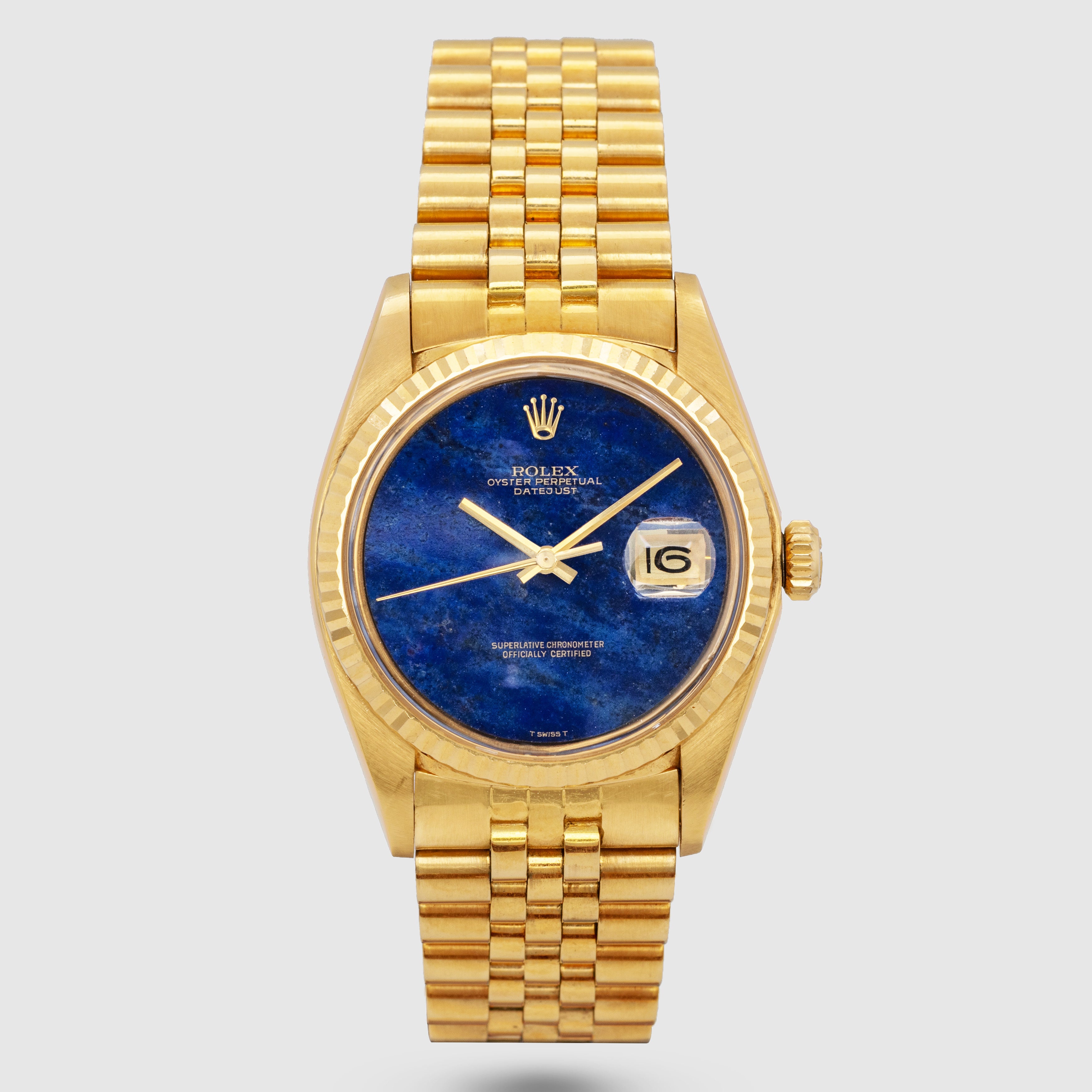 1975 Rolex Datejust 18K Lapis Dial Unpolished Ref. 1601