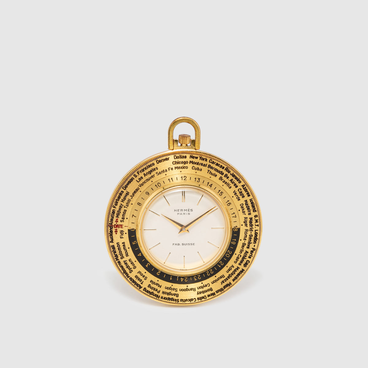 Hermes Paris "Fab Suisse World Time" Pocket Watch