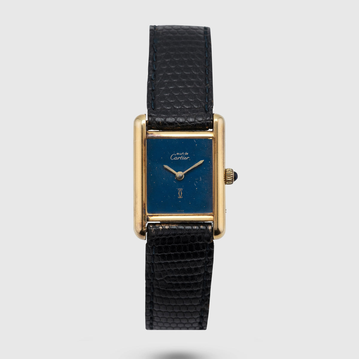 1980's Cartier Tank  Ladies Lapis dial