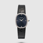 1980's Patek Philippe Ladies Ellipse White Gold Diamond Bezel Blue Dial Ref. 4382