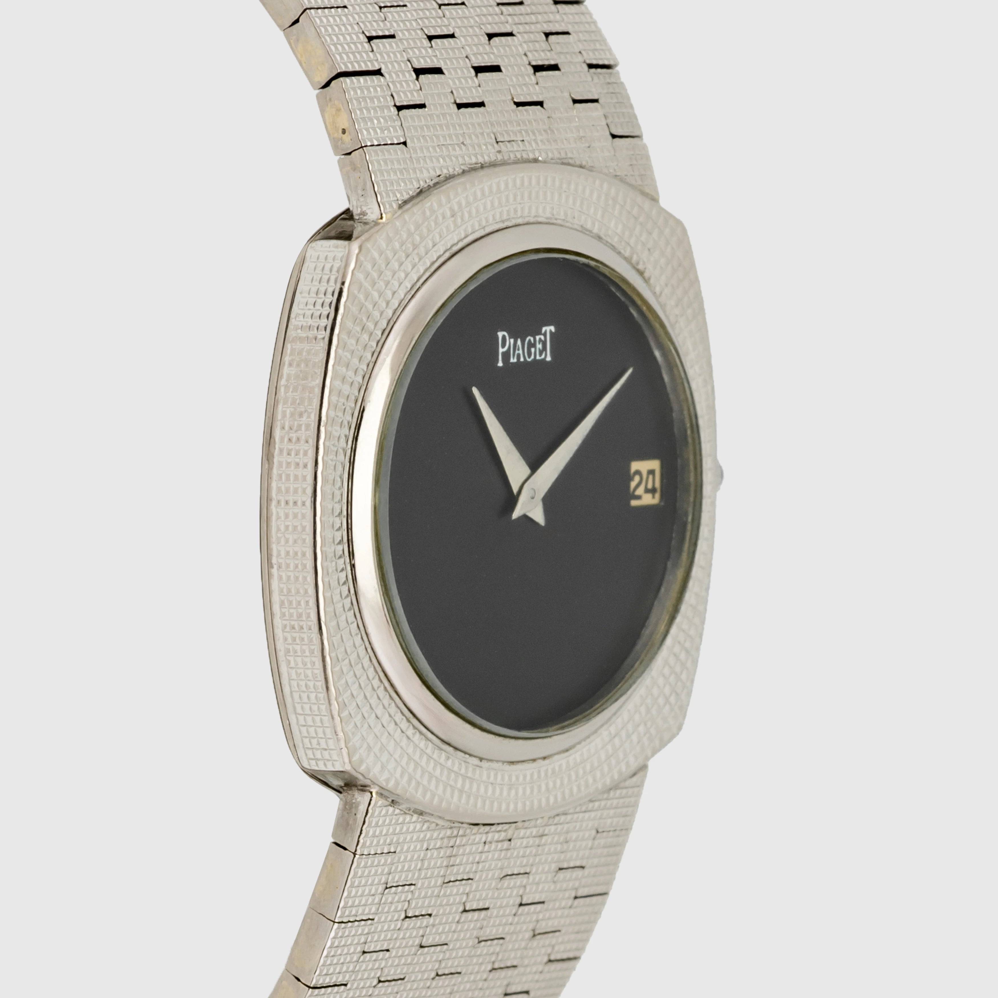 1960's Piaget White Gold Black Dial with Brick Bracelet Ref. 13448