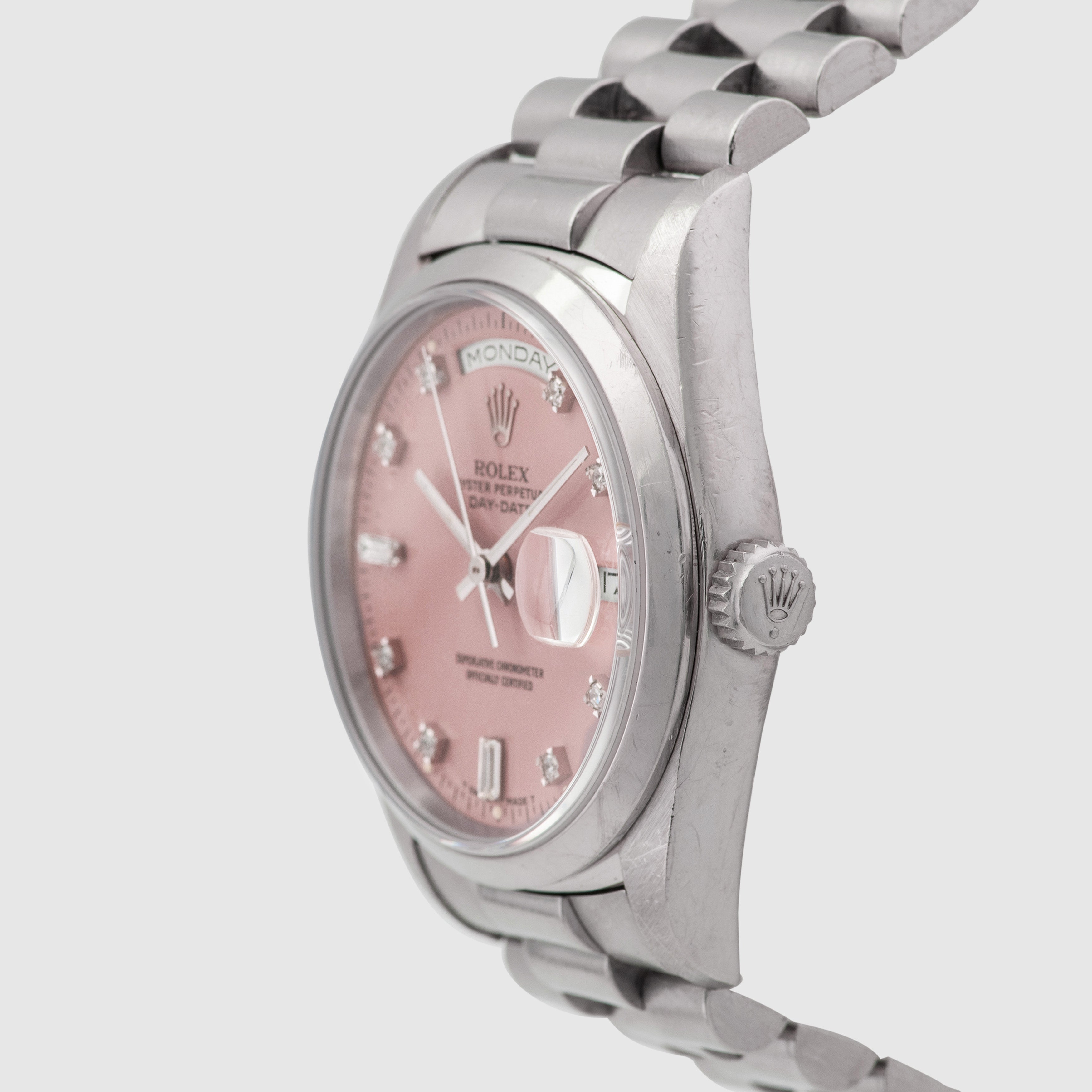 1991 Rolex Day Date Platinum Lilac Stella Diamond Dial Ref. 18206 (with Papers)