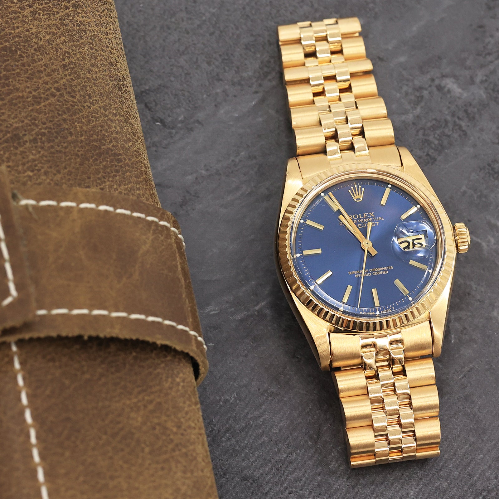 1973 Rolex Datejust 18K Blue Dial Ref. 1601