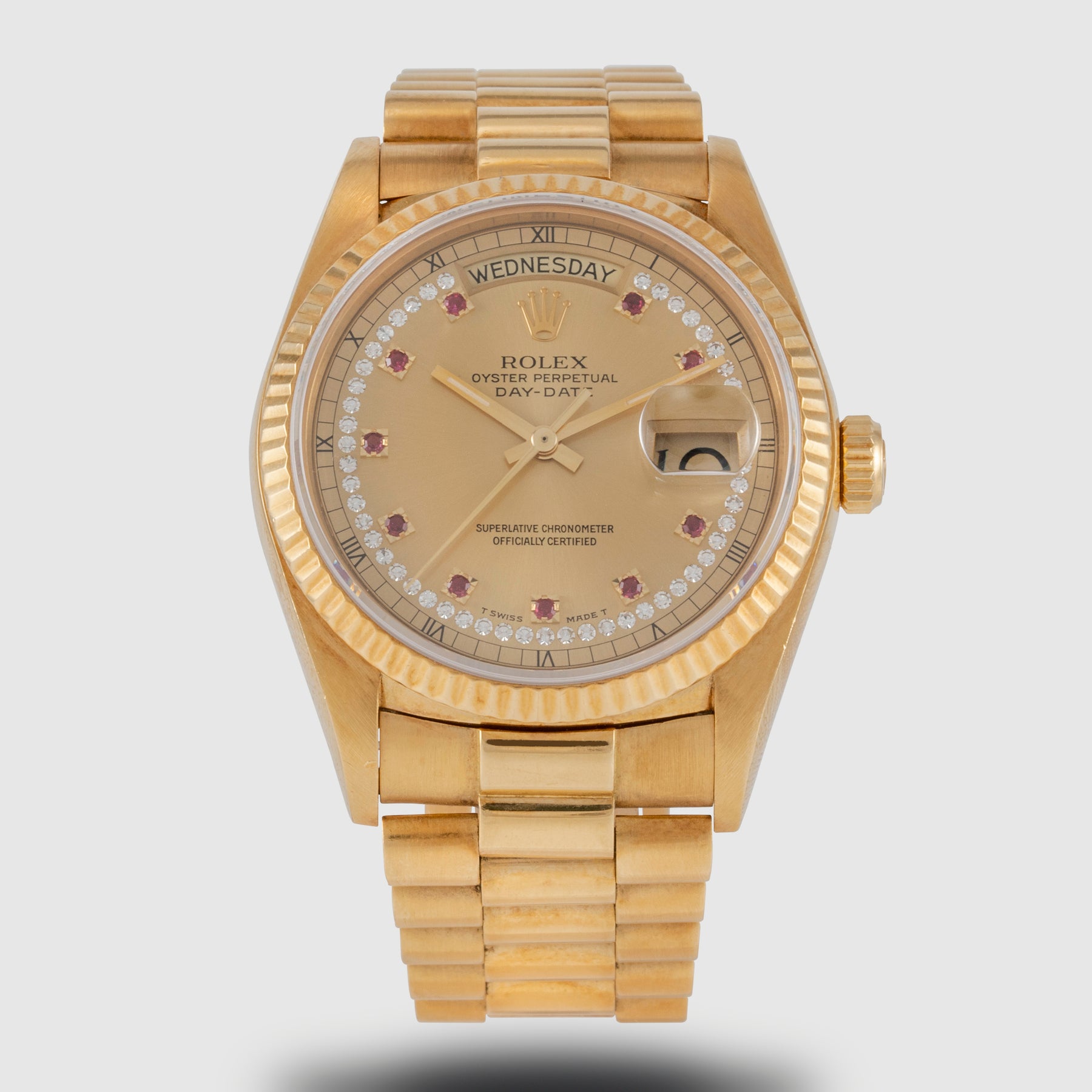 1986 Rolex Day Date Diamond String Ruby Dial Ref. 18038