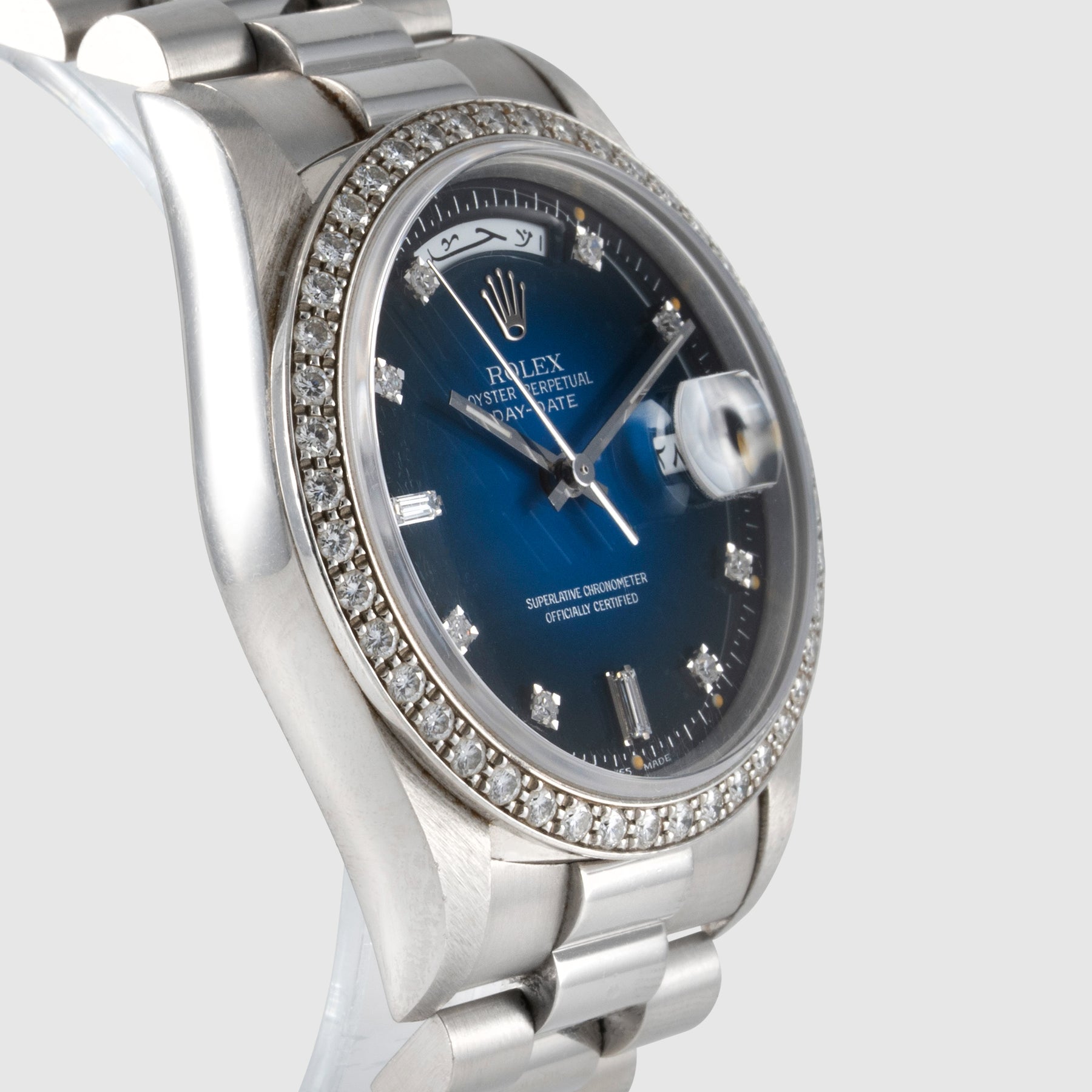 1991 Rolex Day Date Platinum Blue Vignette Dial Ref. 18346