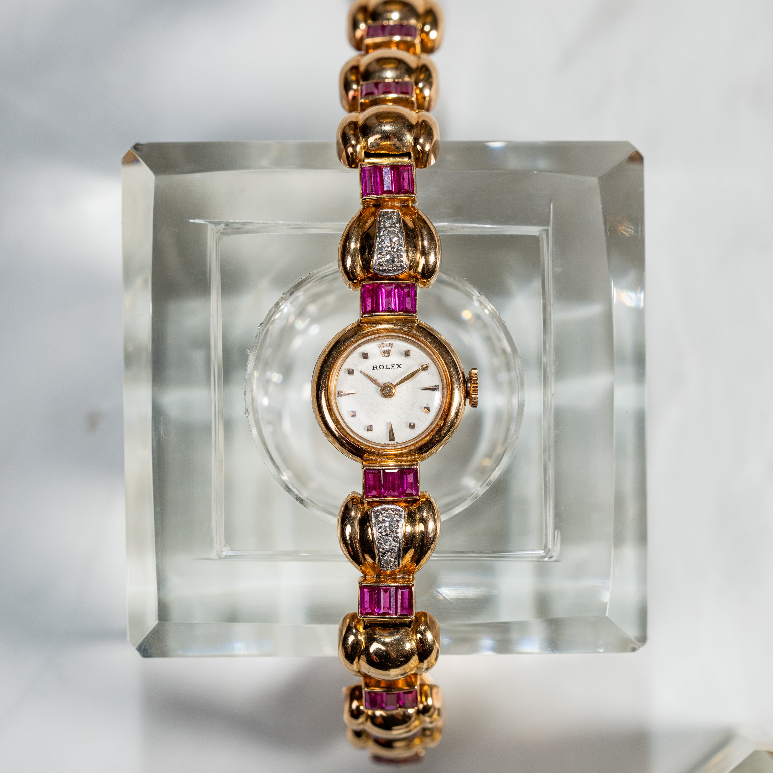 1942 Rolex Ladies Cocktail Watch Diamonds & Amethysts Ref. 8635