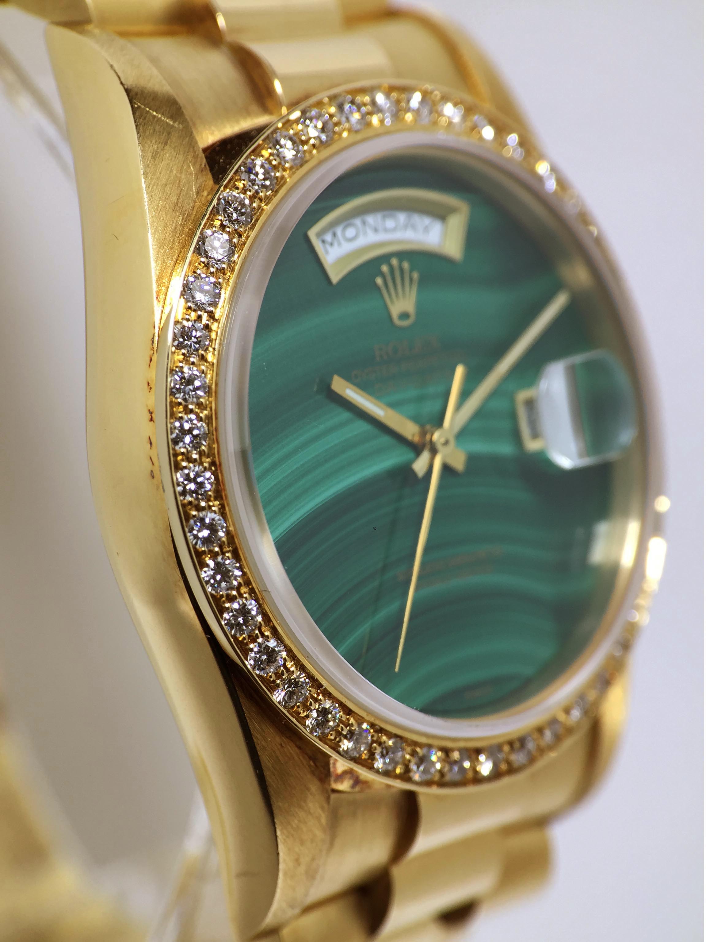 1990 Rolex Day Date Factory Malachite Dial Ref. 18348