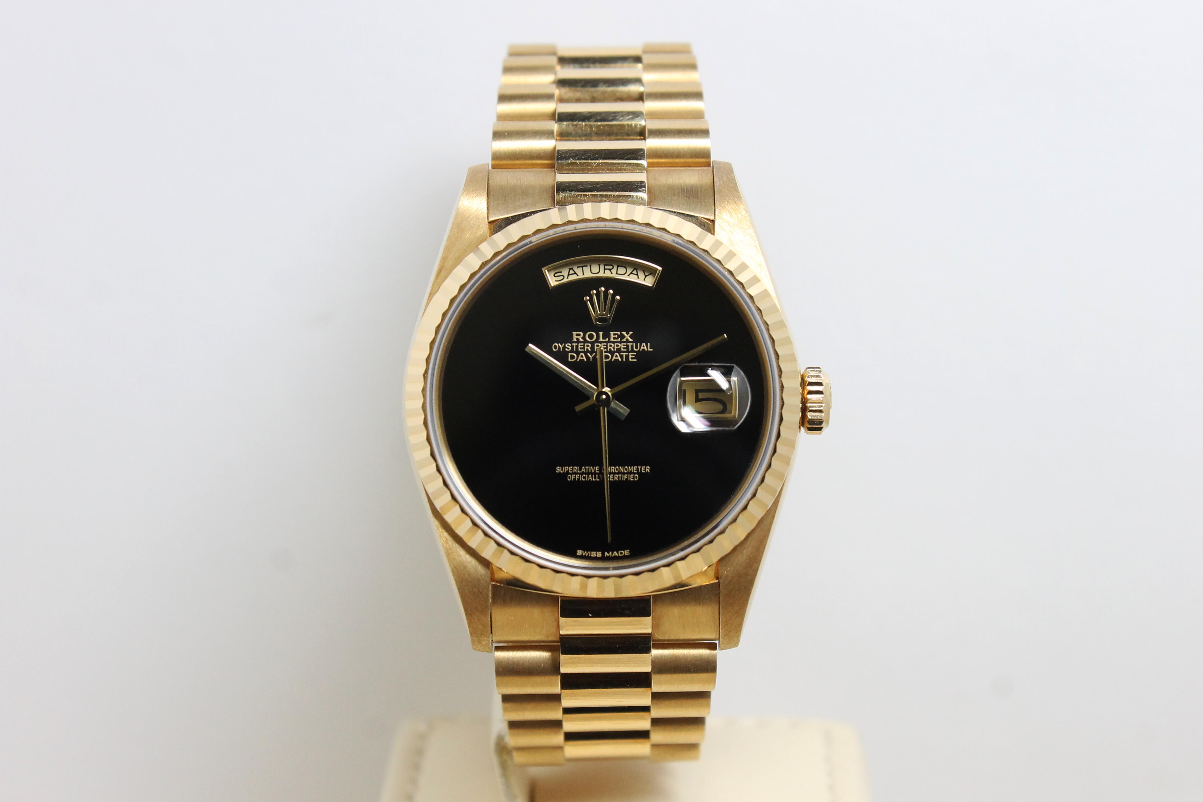 1989 Rolex Day Date Onyx NOS Ref. 18238 (Full Set)