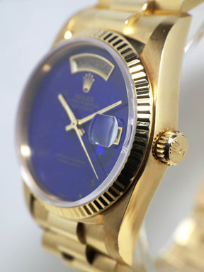 1986 Rolex Day Date Lapis Dial Ref. 18038 (with Rolex Service papers and Box)