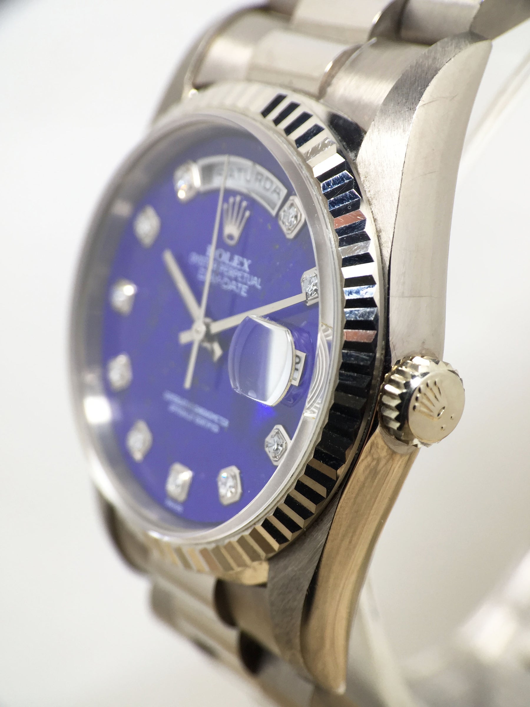 1991 Rolex Day Date WG Blue Lapis Diamond Dial 'The Iceberg' Ref. 18239 (with Certificate)