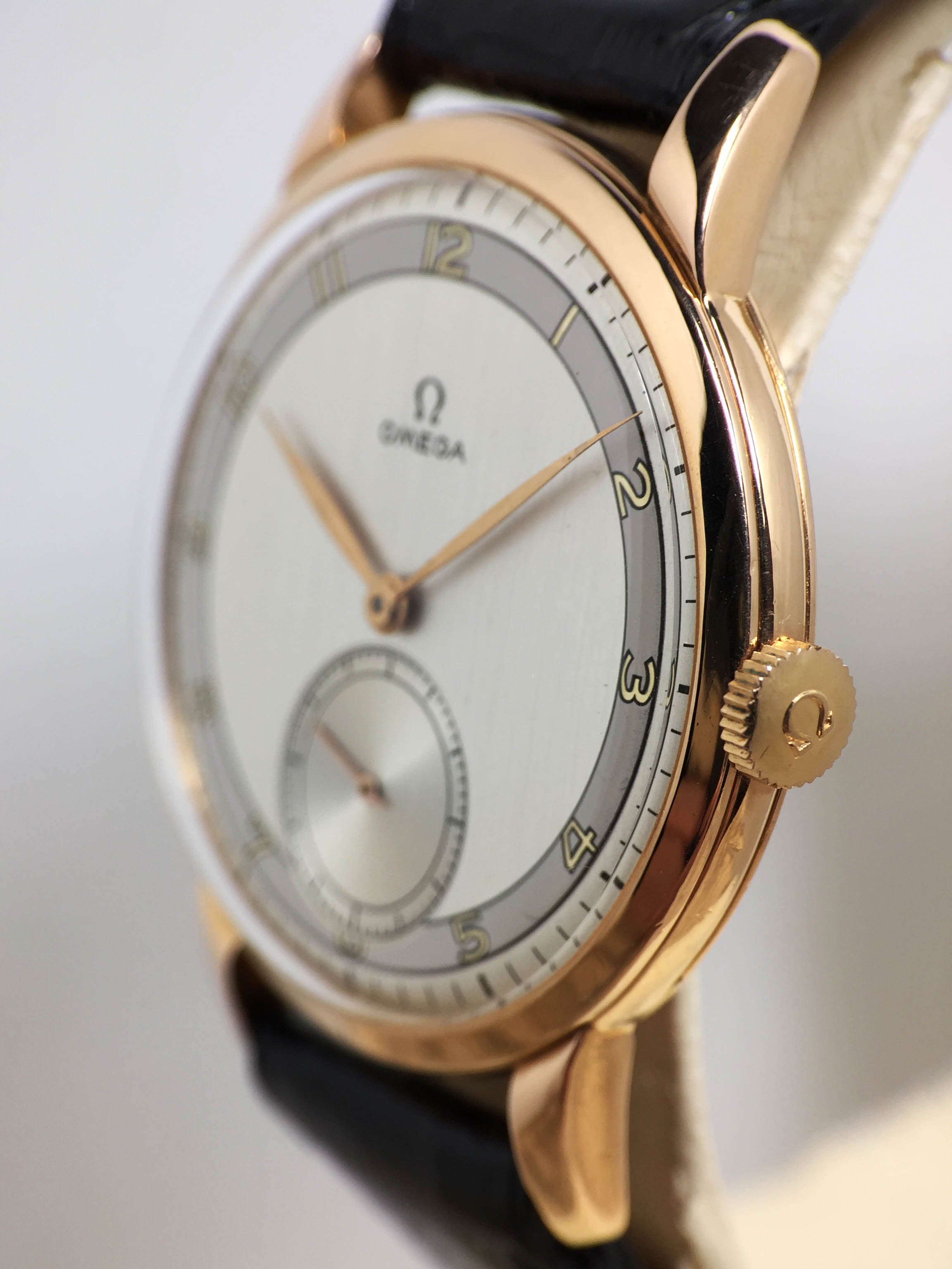 1952 Omega Dress Watch Pink Gold Two Tone Dial Ref. 2687