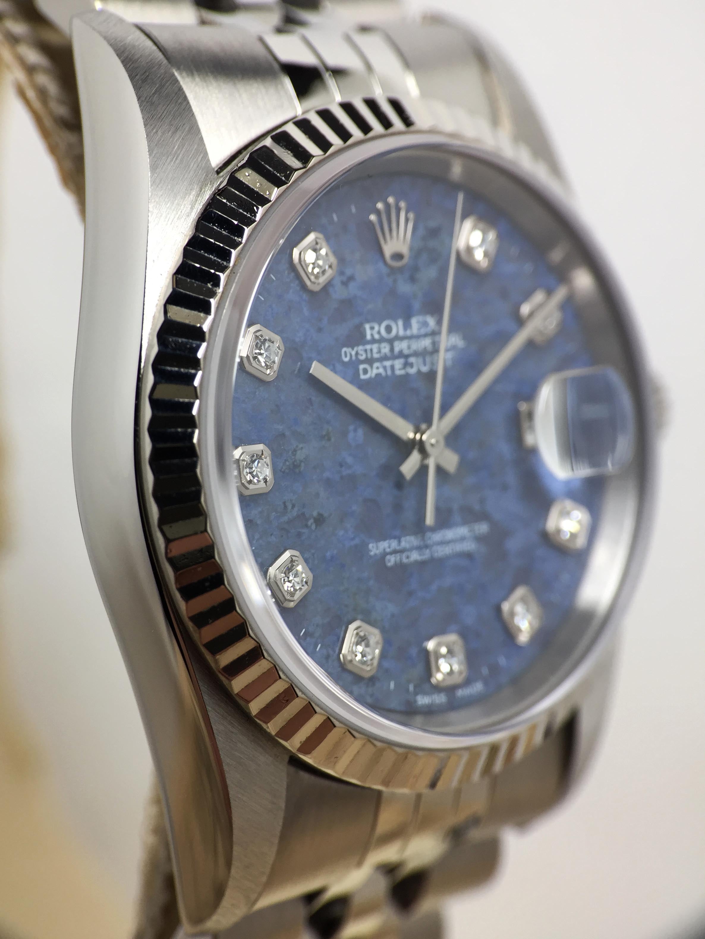 1999 Rolex Datejust Sodalite Diamond Dial Ref. 16234 (Full Set)