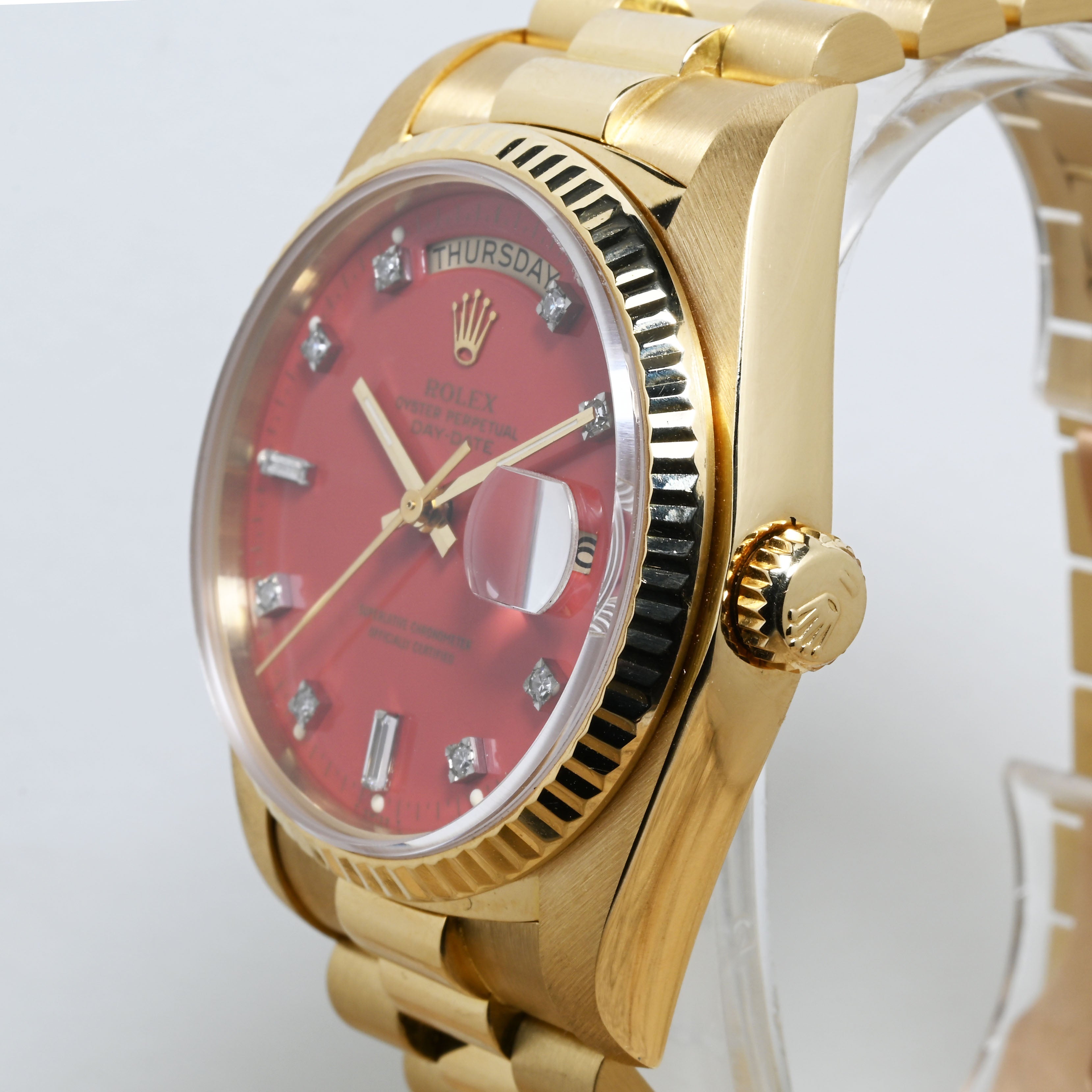 1983 Rolex Day Date Red Stella Dial Ref. 18038