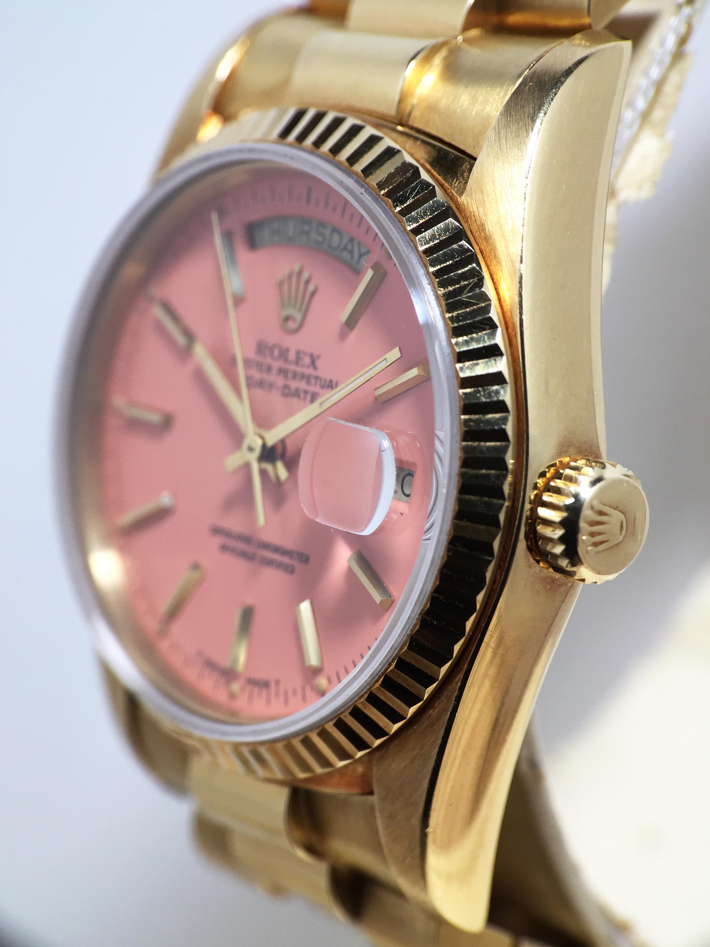 1984 Rolex Day Date Coral Stella Dial Ref. 18038