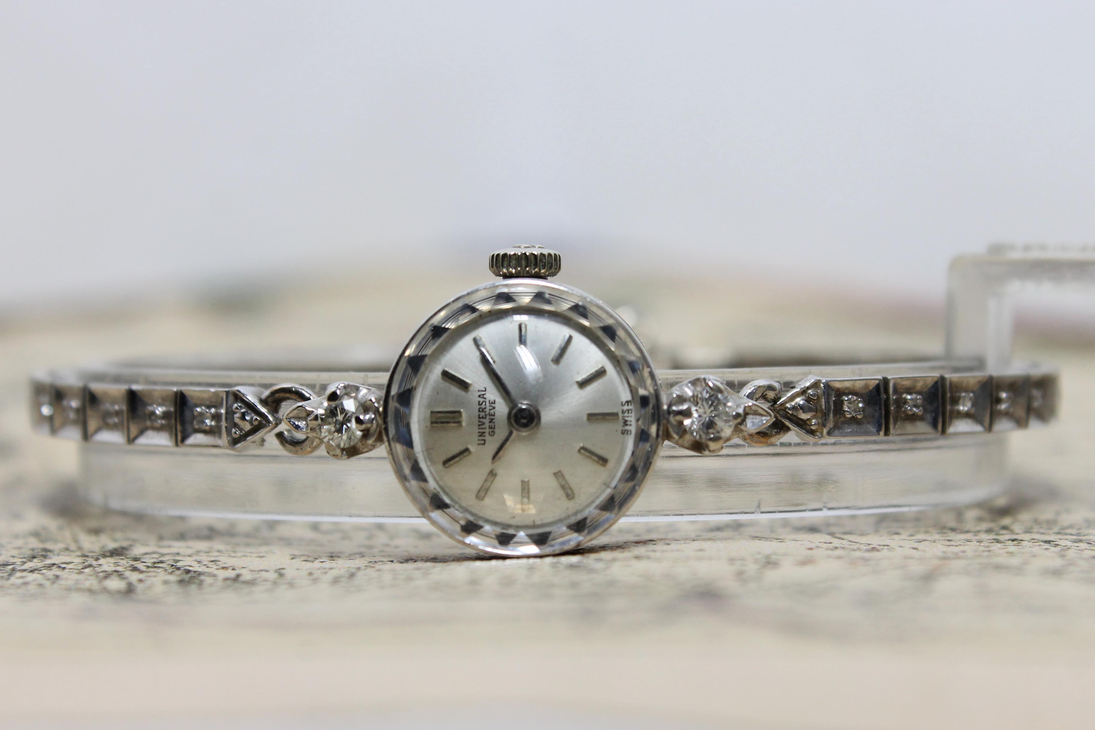 1960's Universal Geneve Cocktail Watch 14K Diamonds Ladies