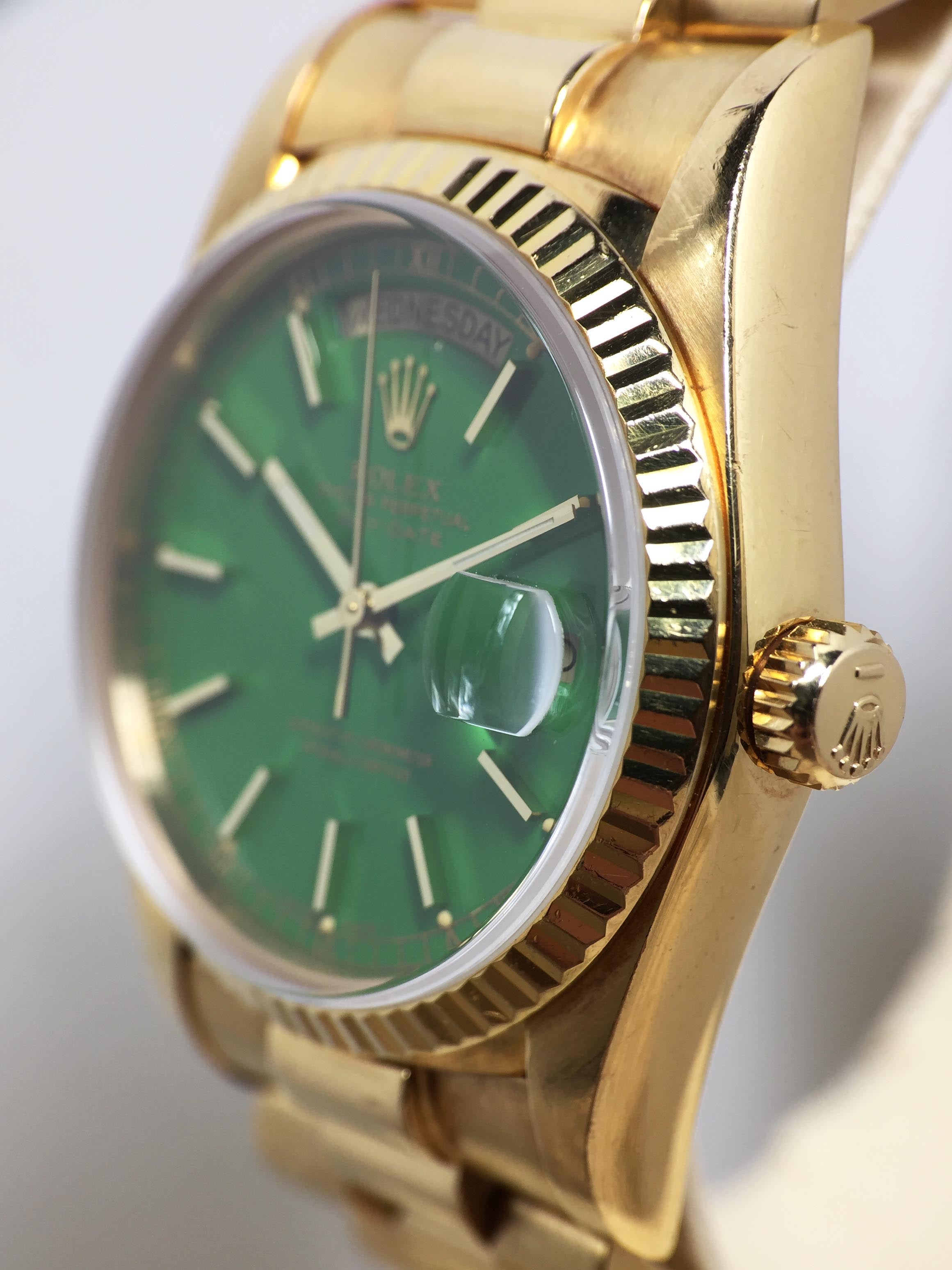 1980 Rolex Day Date Stella Green Ref. 18038 (with Box & Papers)