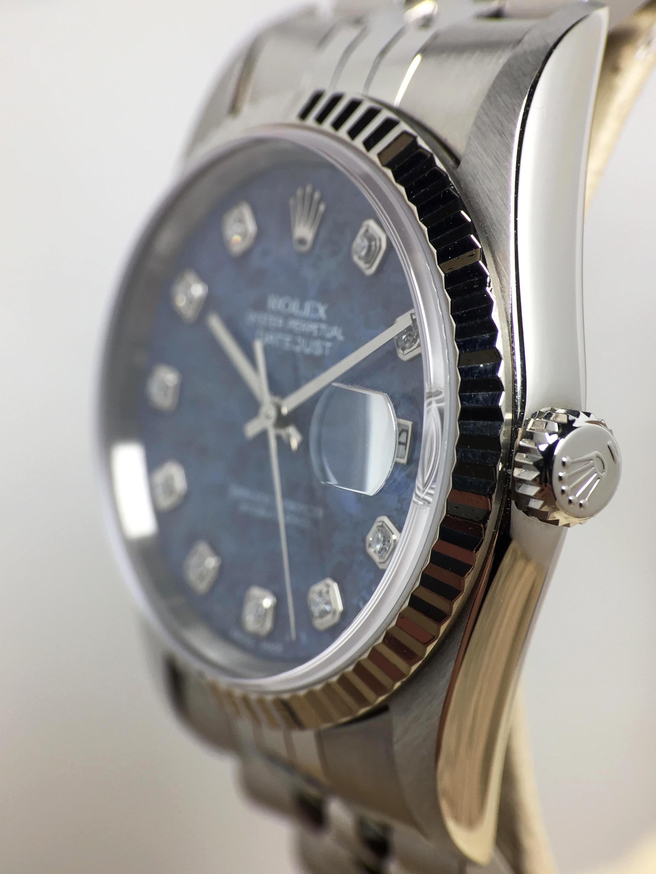 1999 Rolex Datejust Sodalite Diamond Dial Ref. 16234 (Full Set)