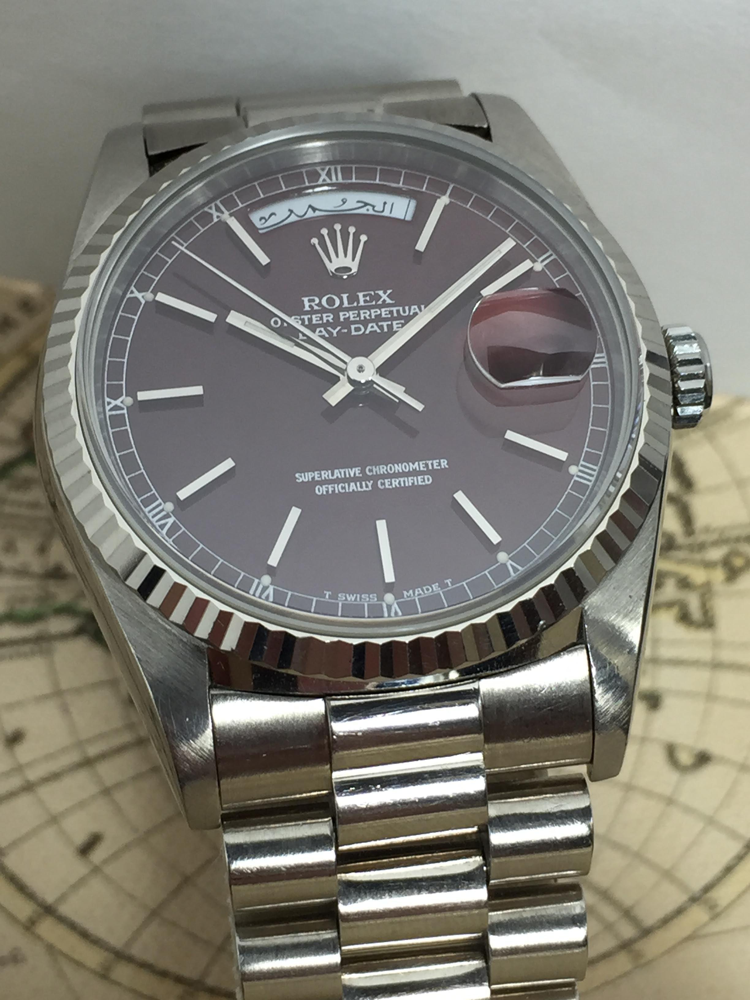 1988 Rolex Day Date Stella Oxblood WG Ref. 18039