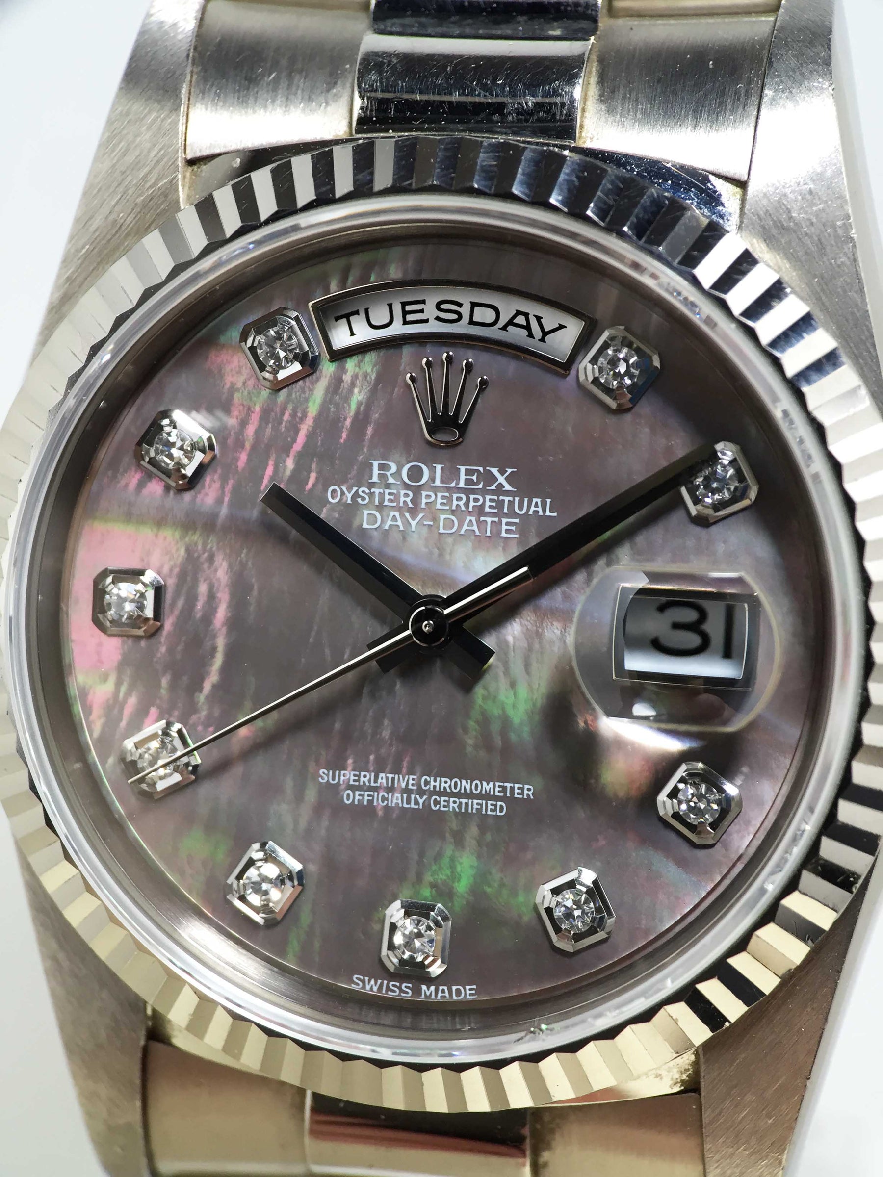 1990 Rolex Day Date Tahitian Mother of Pearl Diamond Dial Ref. 18239