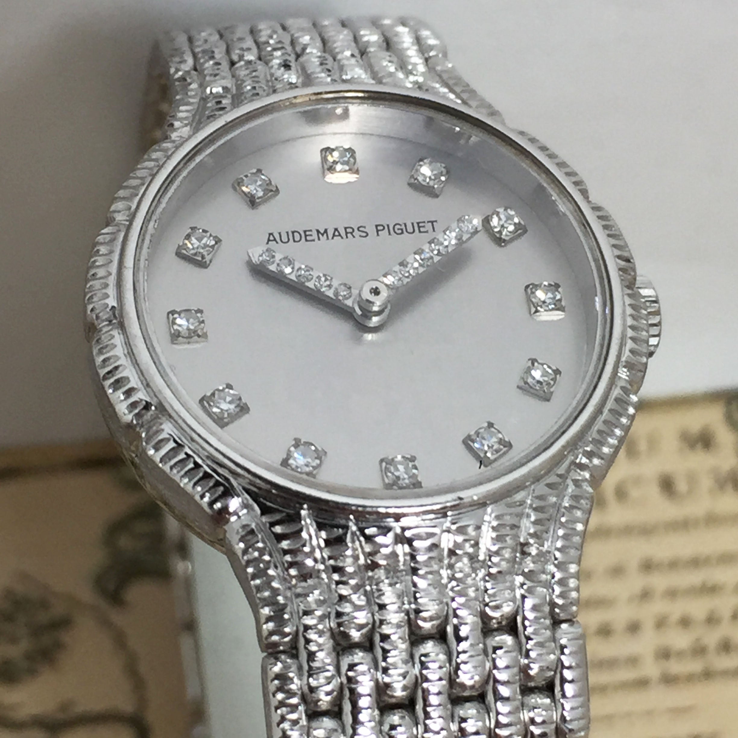 1989 Audemars Piguet Ladies 18K White Gold Watch with Diamonds Ref. 79195BC