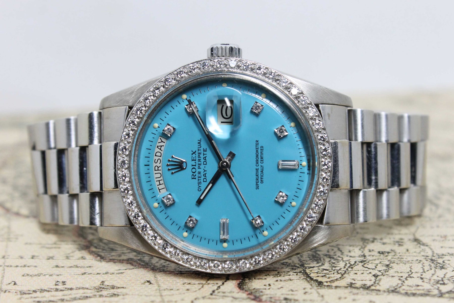 1978 Rolex Day Date Turquoise Stella Diamond Dial Ref. 1804