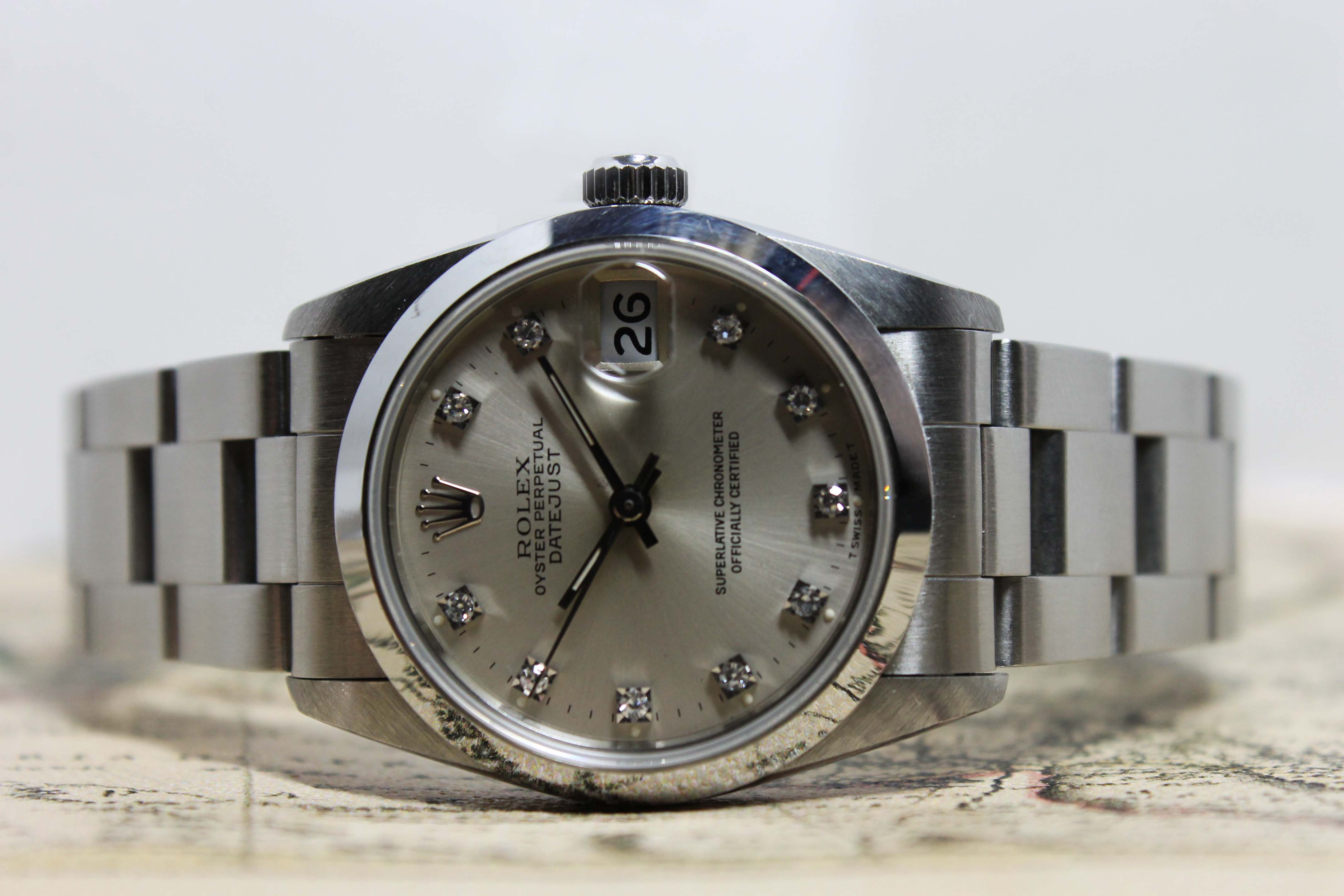 Rolex Datejust Medium Diamond Dial Ref. 68240 Year 1991 (Full Set)