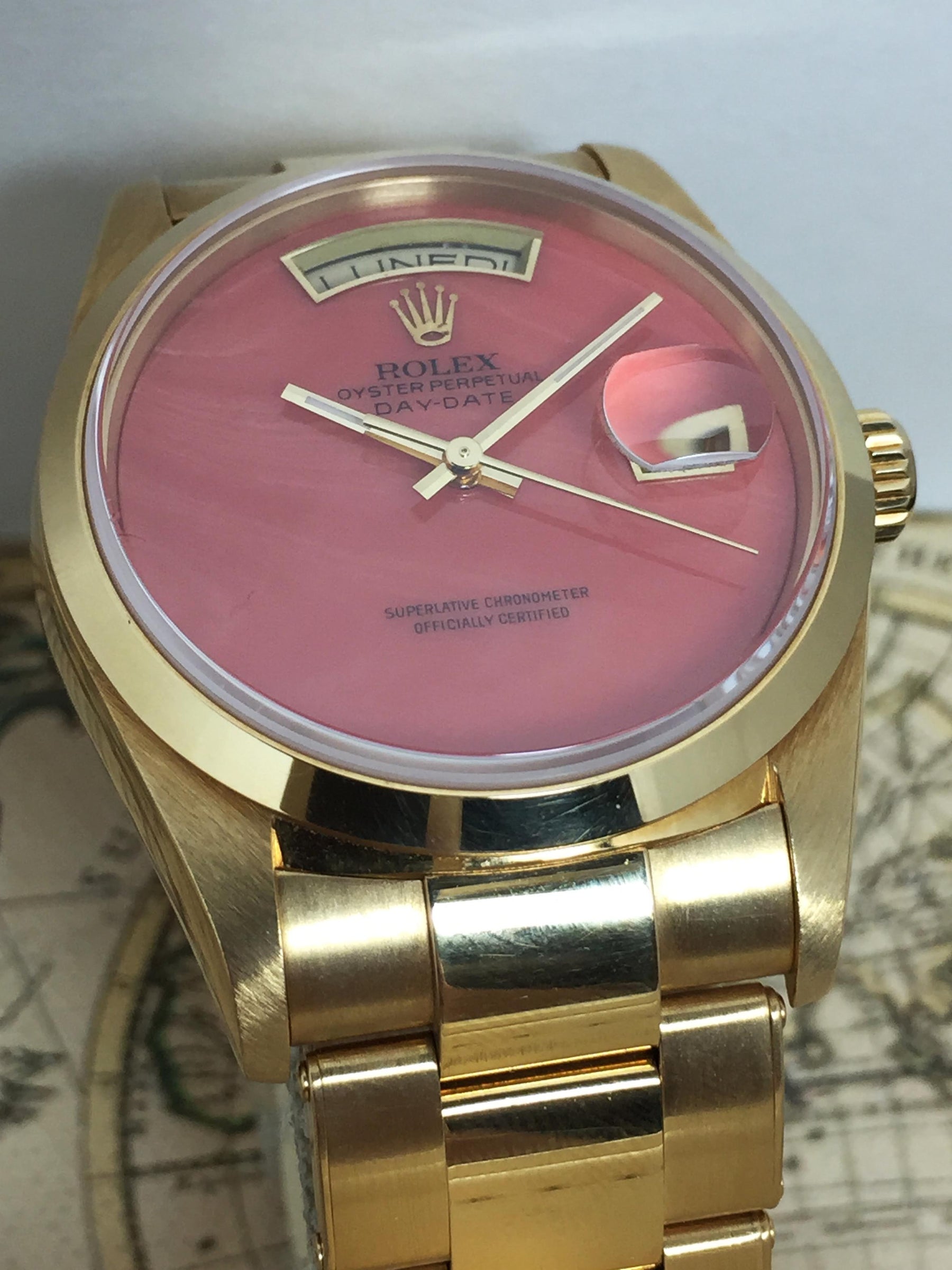 1999 Rolex Day Date Coral Ref. 18208 (with Papers) - Price on Request