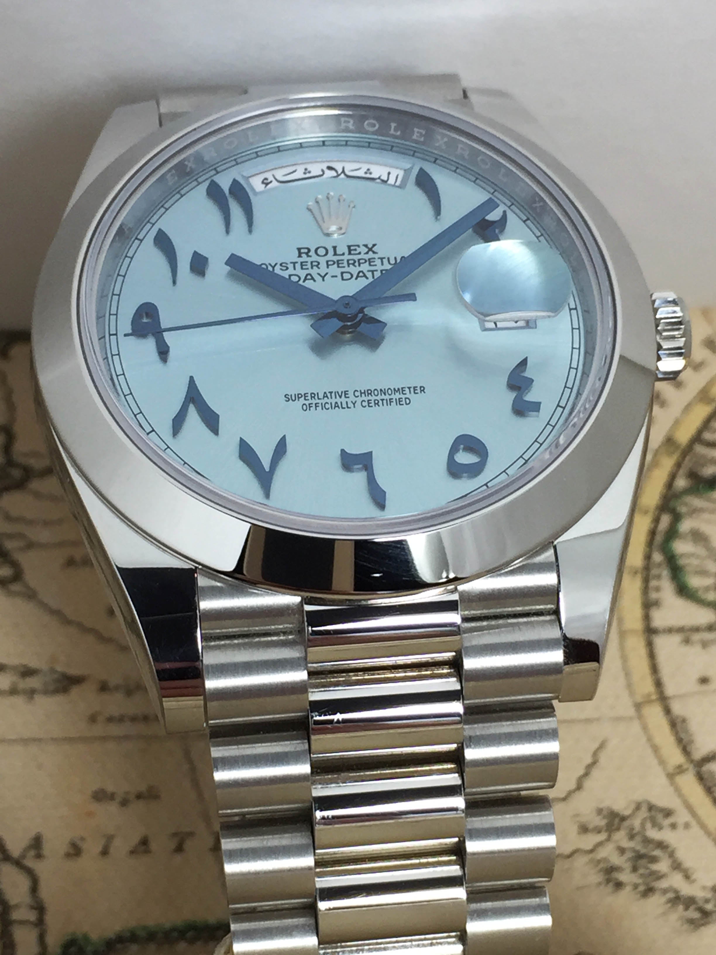 2017 Rolex Day Date Platinum Ice Blue Arabic Ref. 228206