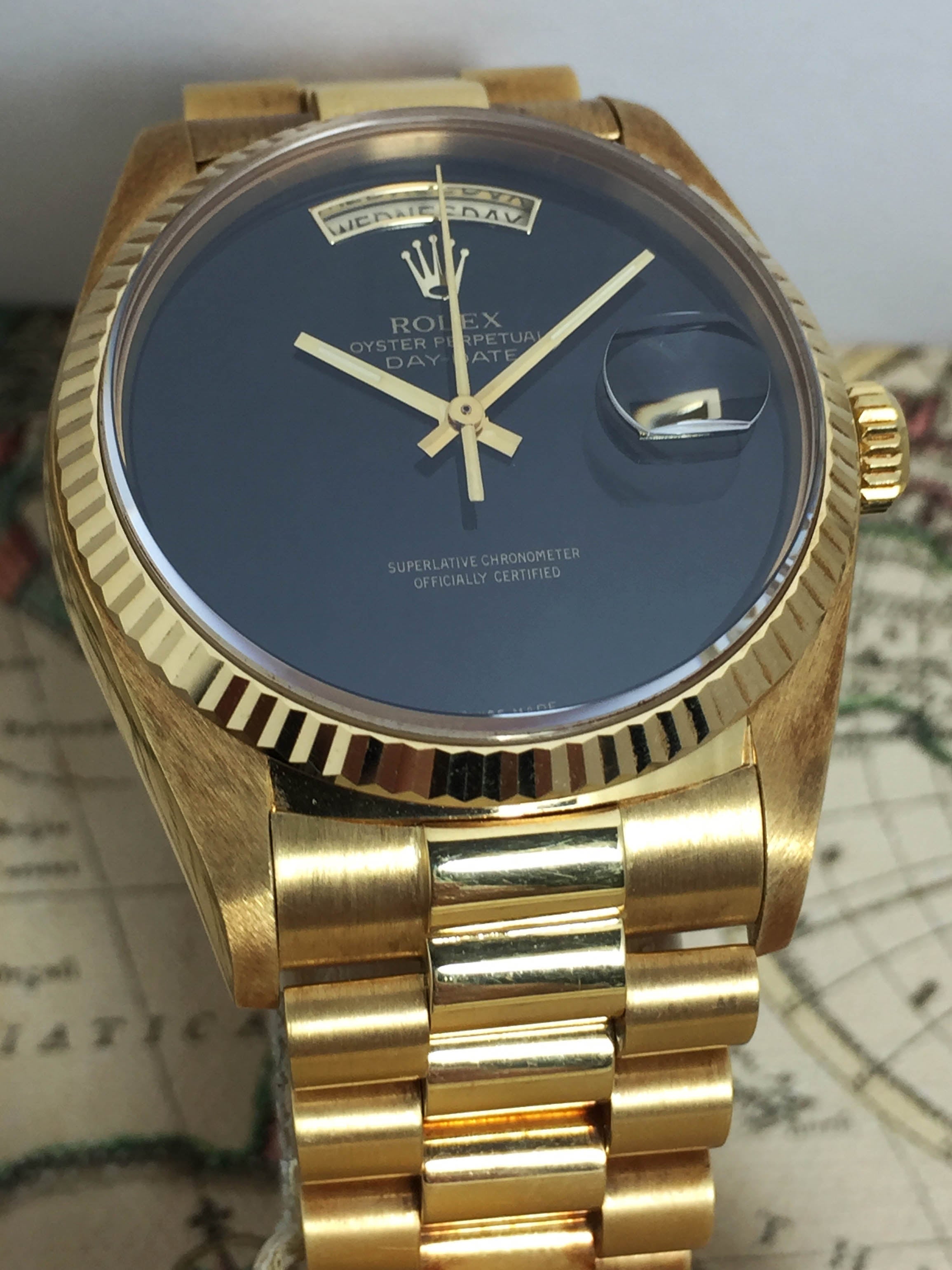 1987 Rolex Day Date Onyx Ref. 18038 (with Papers)