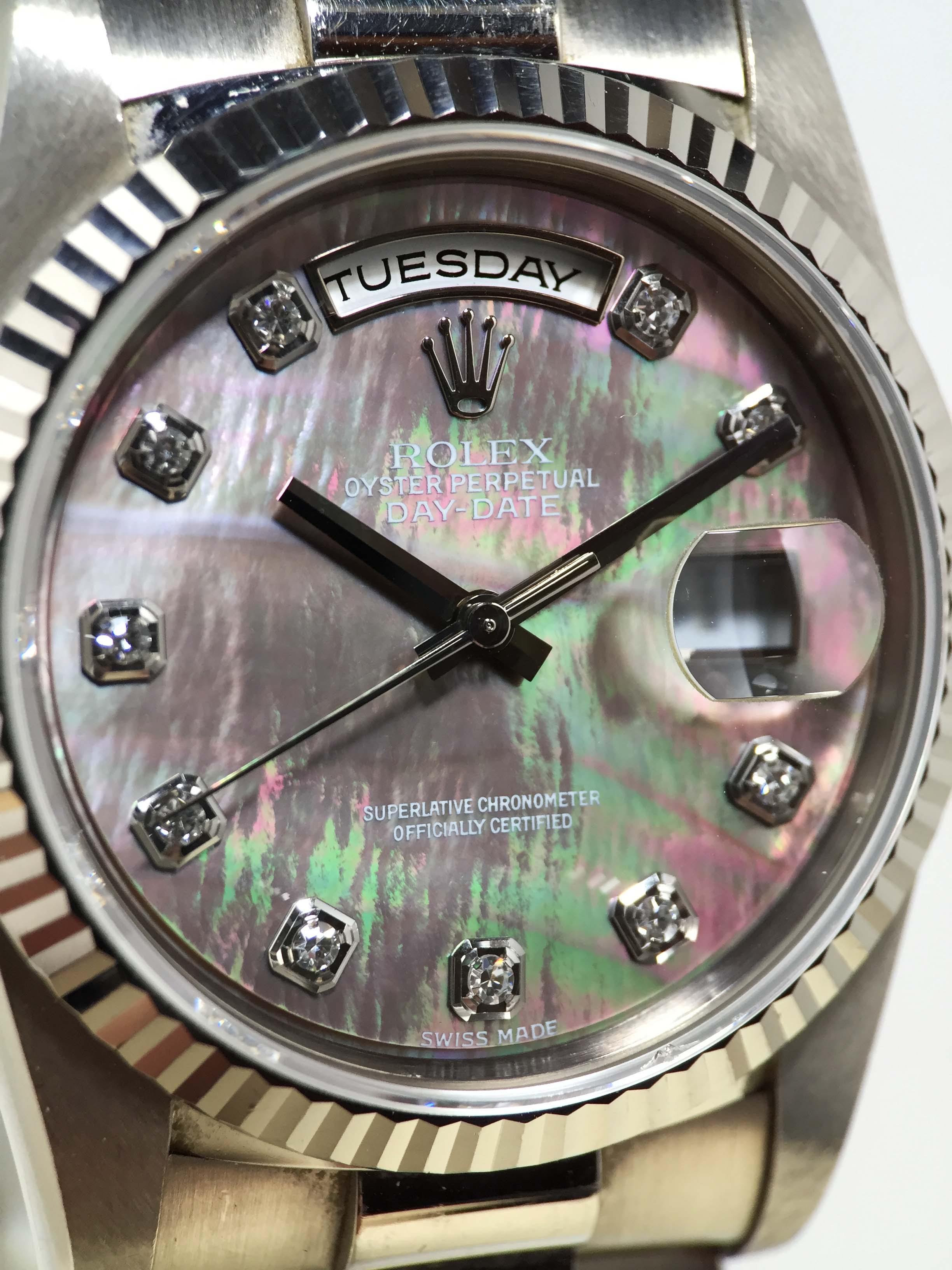 1990 Rolex Day Date Tahitian Mother of Pearl Diamond Dial Ref. 18239