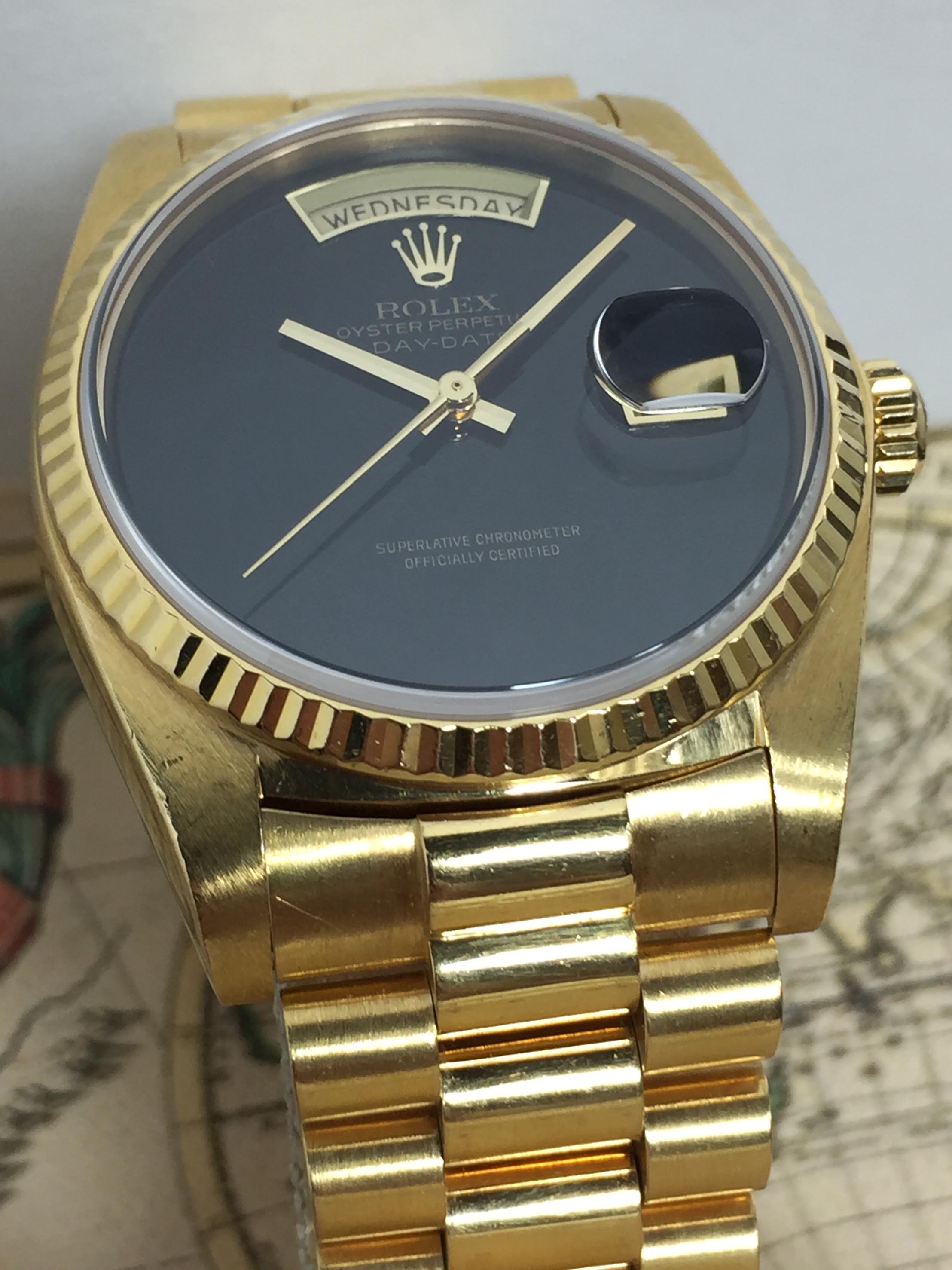 1984 Rolex Day Date Onyx Ref. 18038 (with Box & Papers)