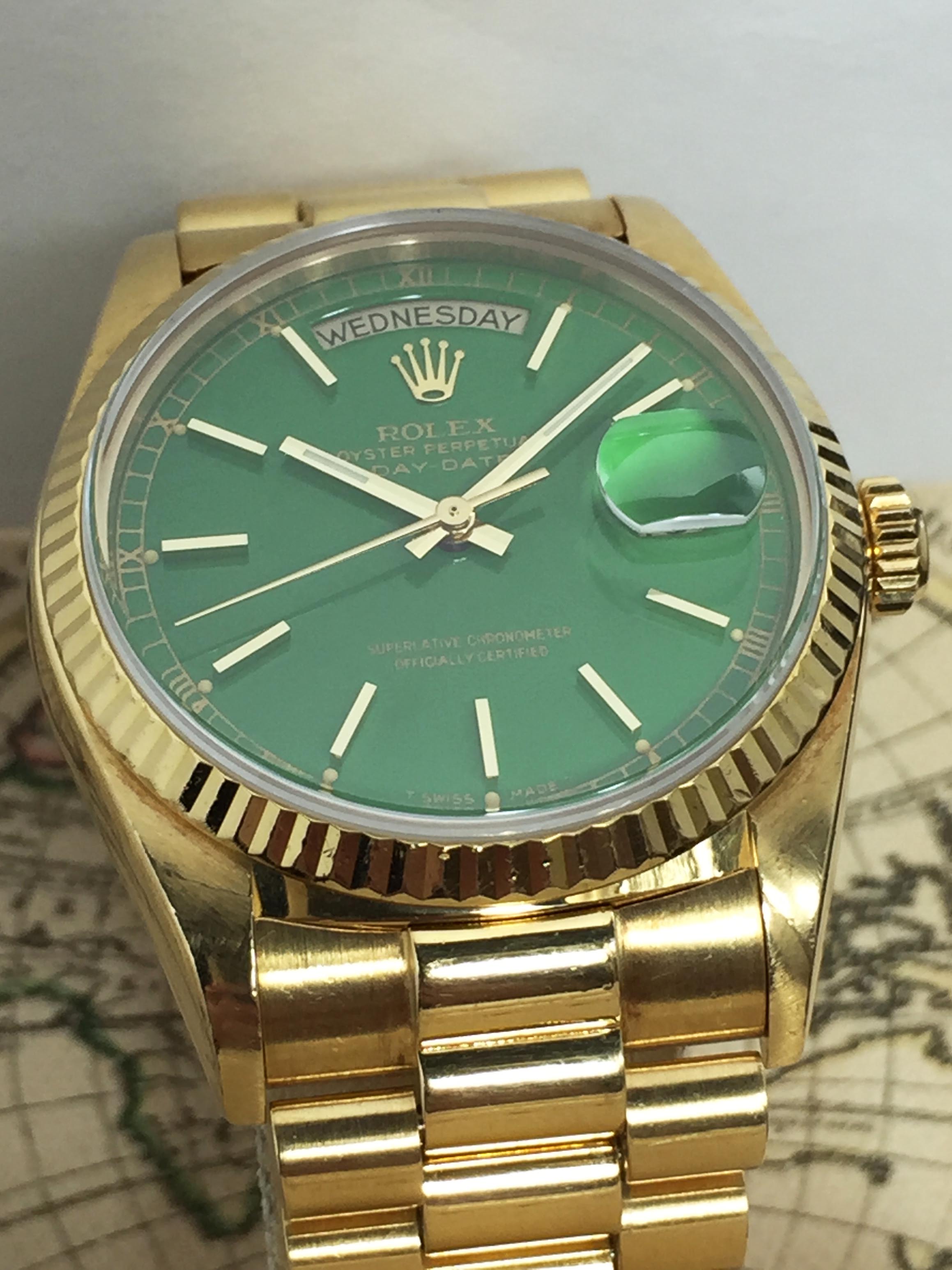 1980 Rolex Day Date Stella Green Ref. 18038 (with Box & Papers)