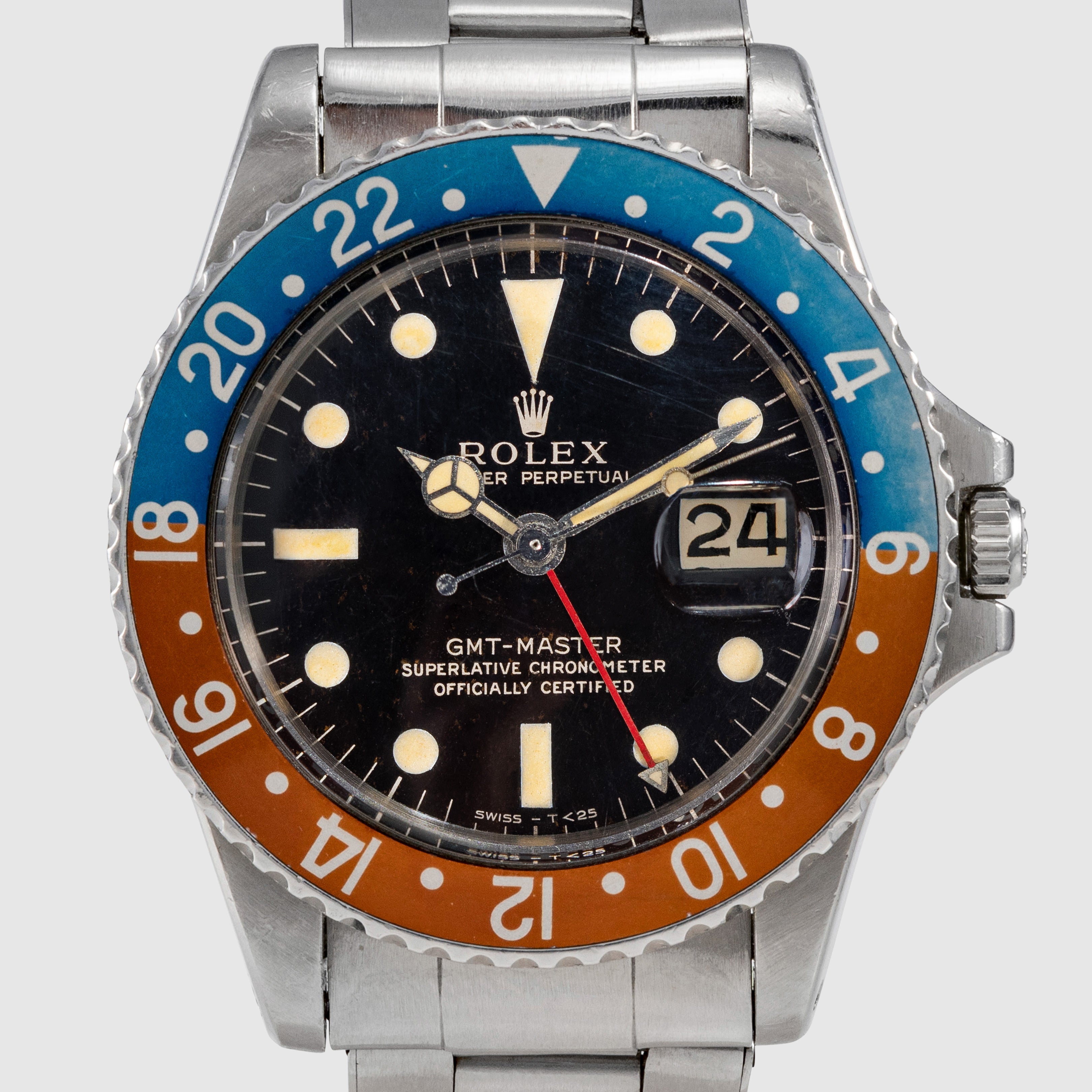 1966 Rolex GMT Master Gilt Dial Unpolished Ref. 1675 (with Box and Papers)