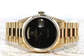1989 Rolex Day Date Onyx NOS Ref. 18238 (Full Set)