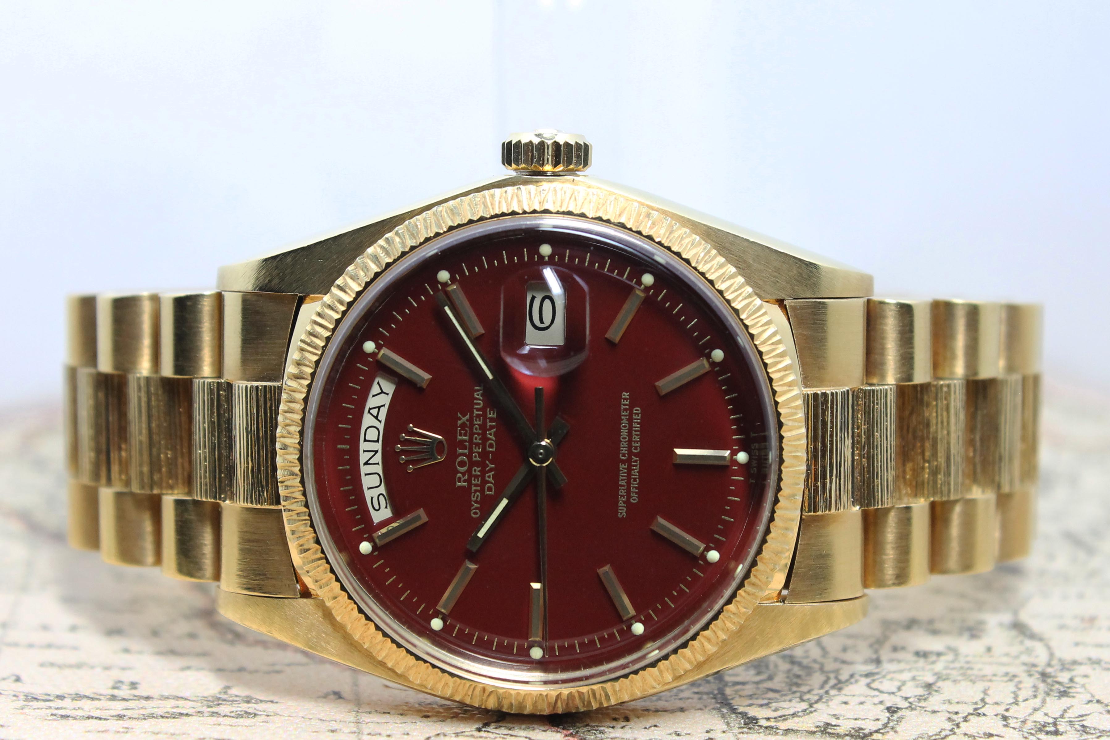 Rolex Day Date Stella Oxblood 'Bark' Ref. 1807 Year 1978 (Full Set)