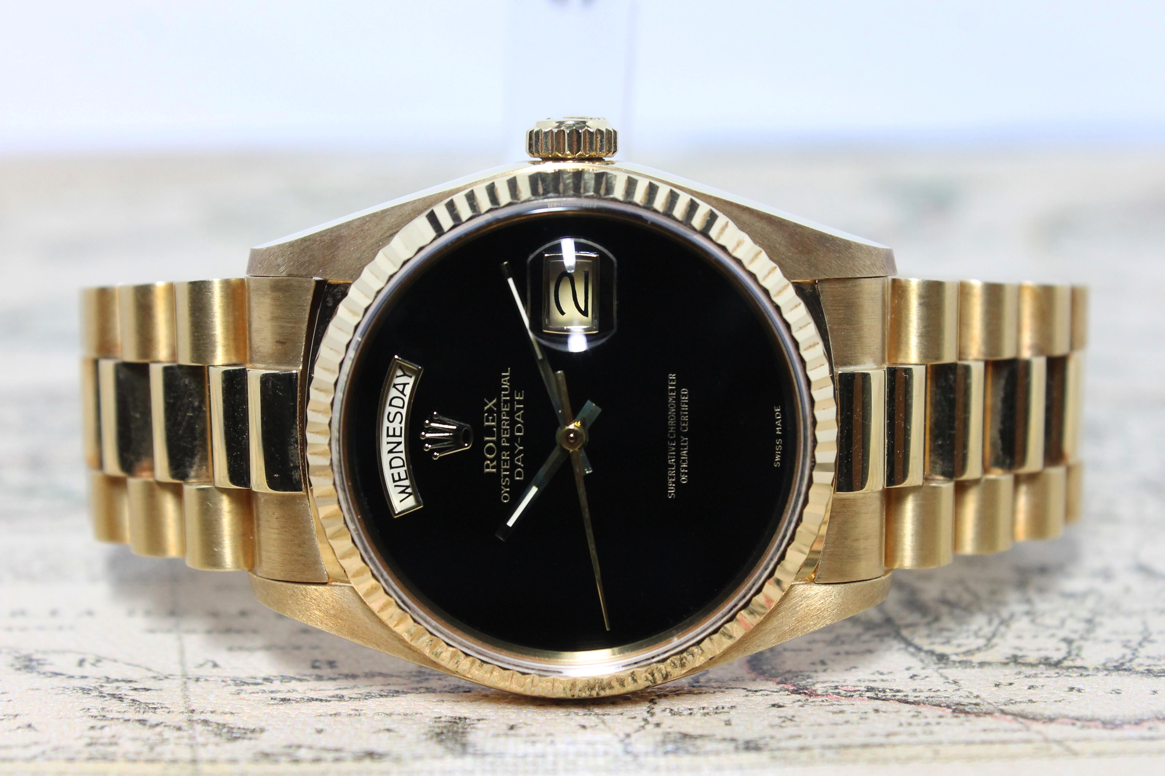 1987 Rolex Day Date Onyx Ref. 18038 (with Papers)