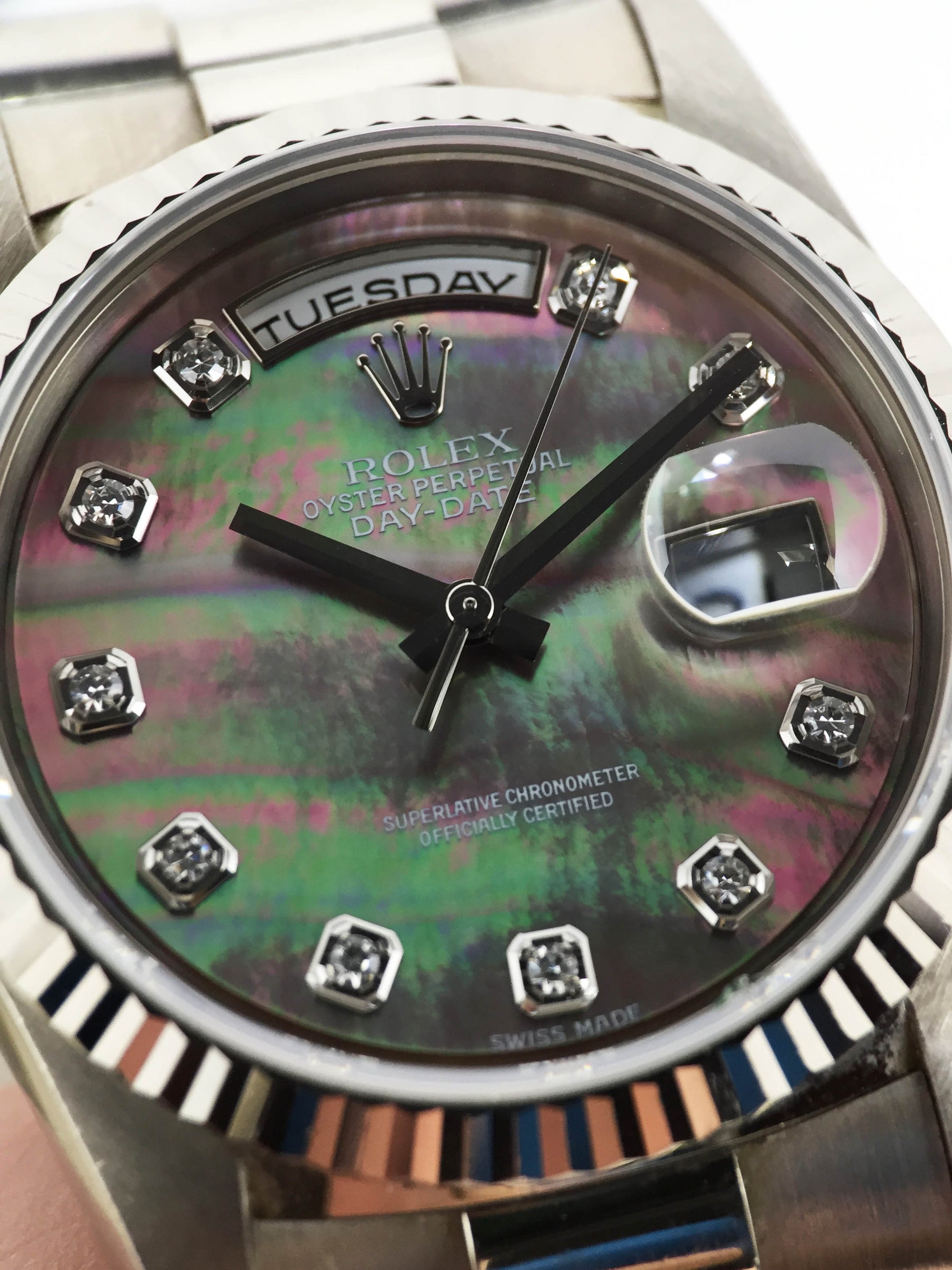 1990 Rolex Day Date Tahitian Mother of Pearl Diamond Dial Ref. 18239