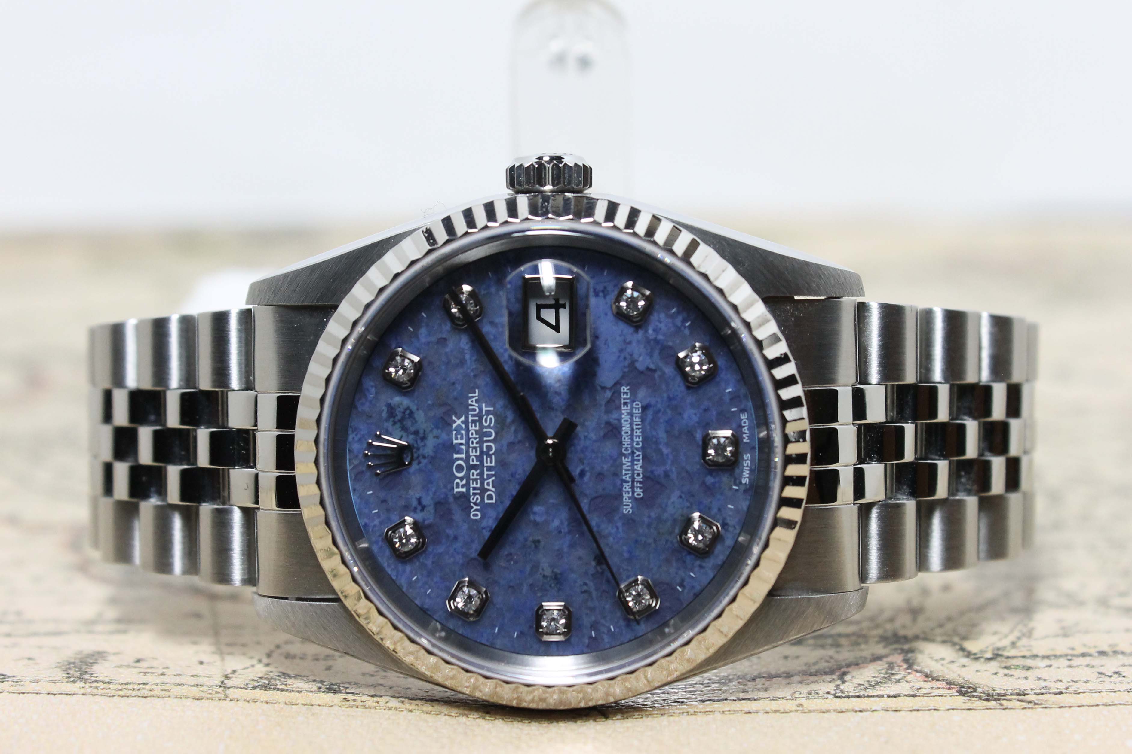 1999 Rolex Datejust Sodalite Diamond Dial Ref. 16234 (Full Set)