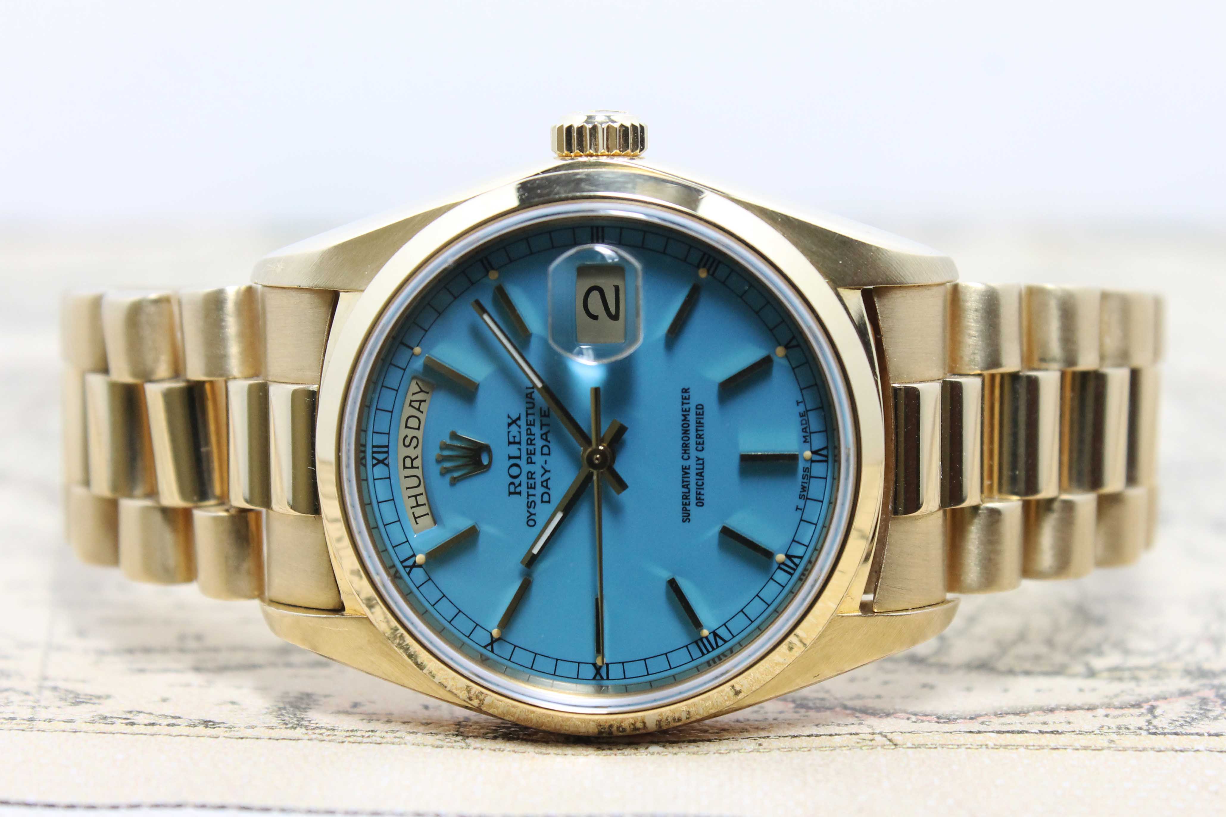 1978 Rolex Day Date Stella Turquoise Ref. 18028 (Full Set)