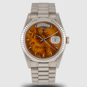 1978 Rolex Day Date White Gold Birch Wood Dial Ref. 18039