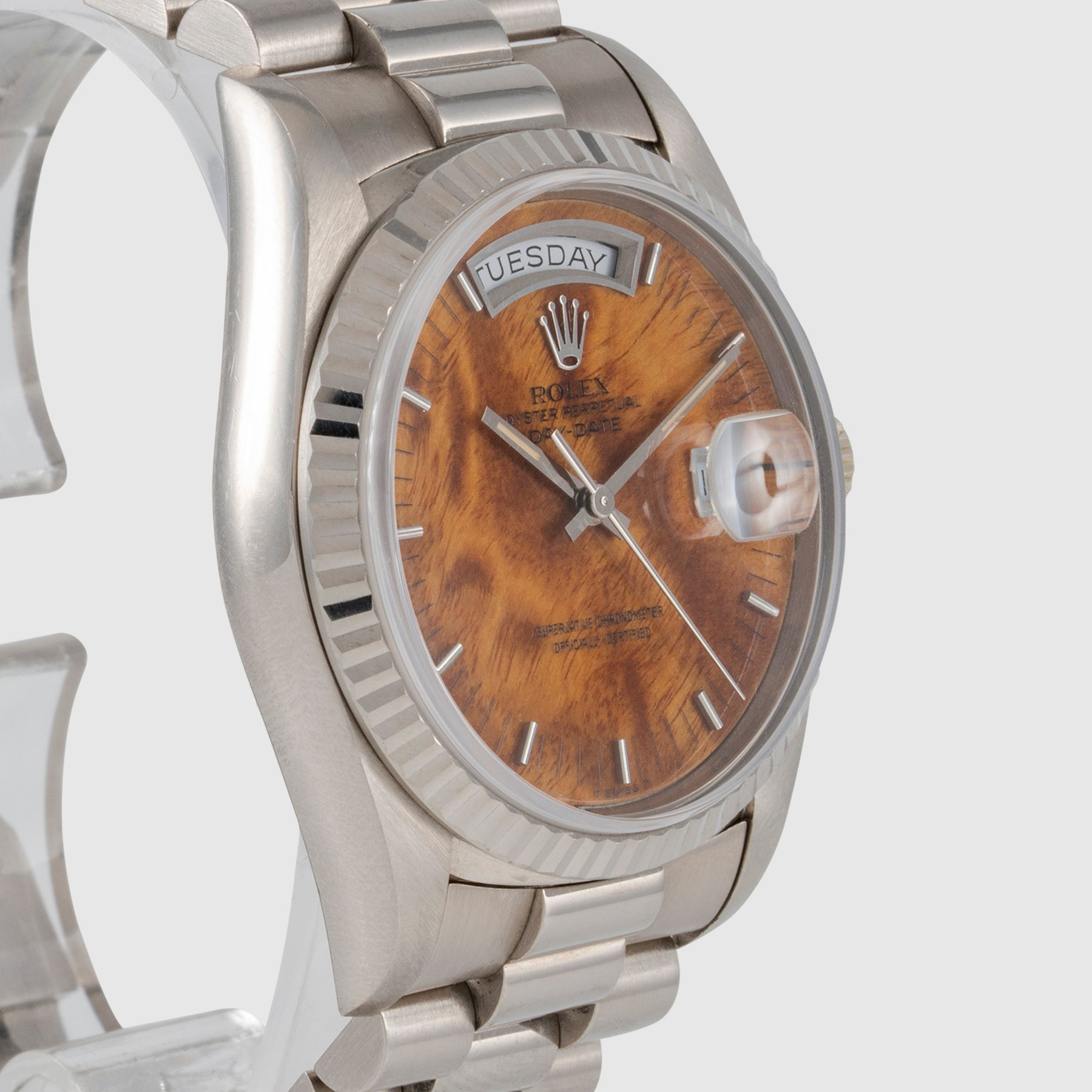 1978 Rolex Day Date White Gold Birch Wood Dial Ref. 18039