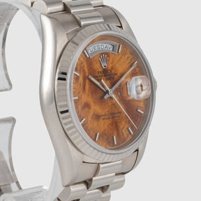 1978 Rolex Day Date White Gold Birch Wood Dial Ref. 18039