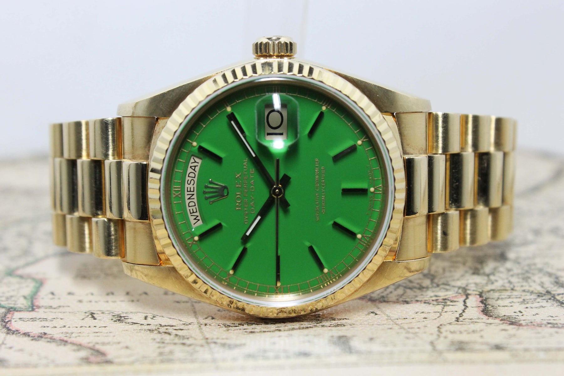 1980 Rolex Day Date Stella Green Ref. 18038 (with Box & Papers)