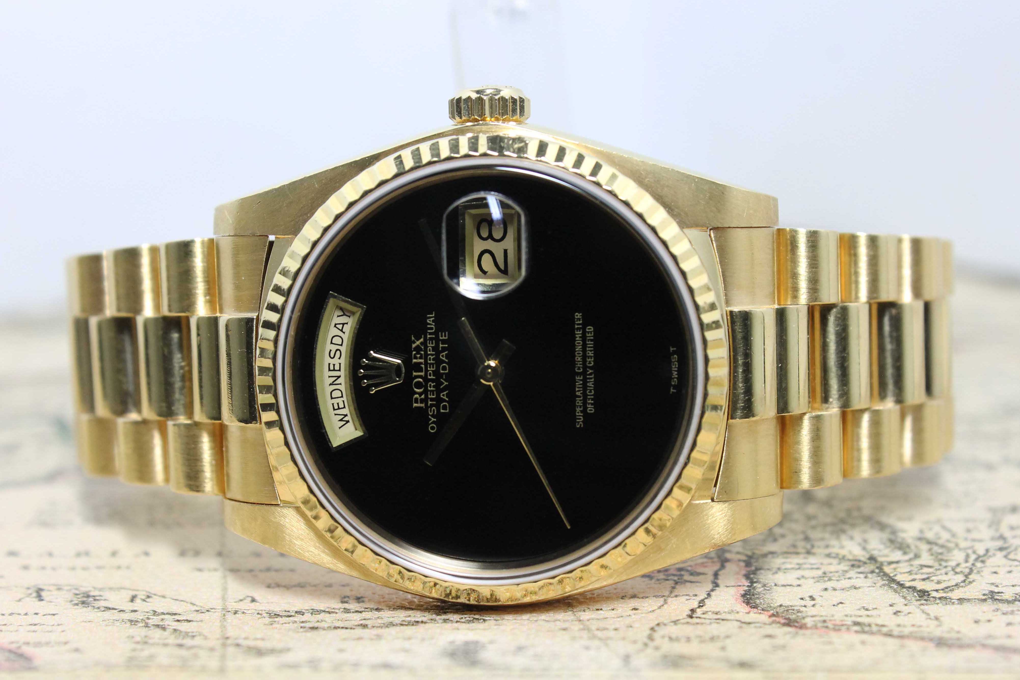 1984 Rolex Day Date Onyx Ref. 18038 (with Box & Papers)