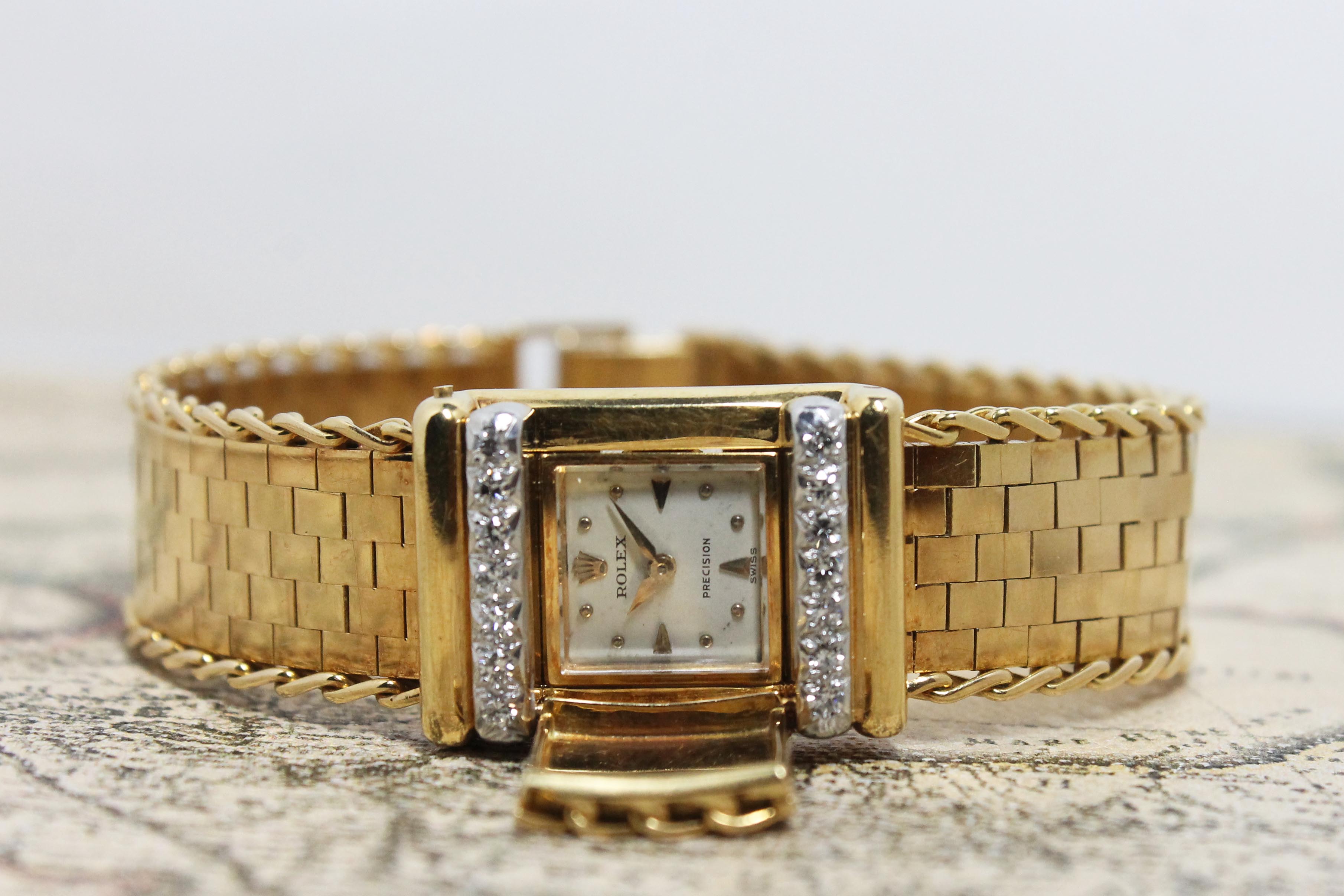 1956 Rolex Ladies 18K Concealed Diamond Watch