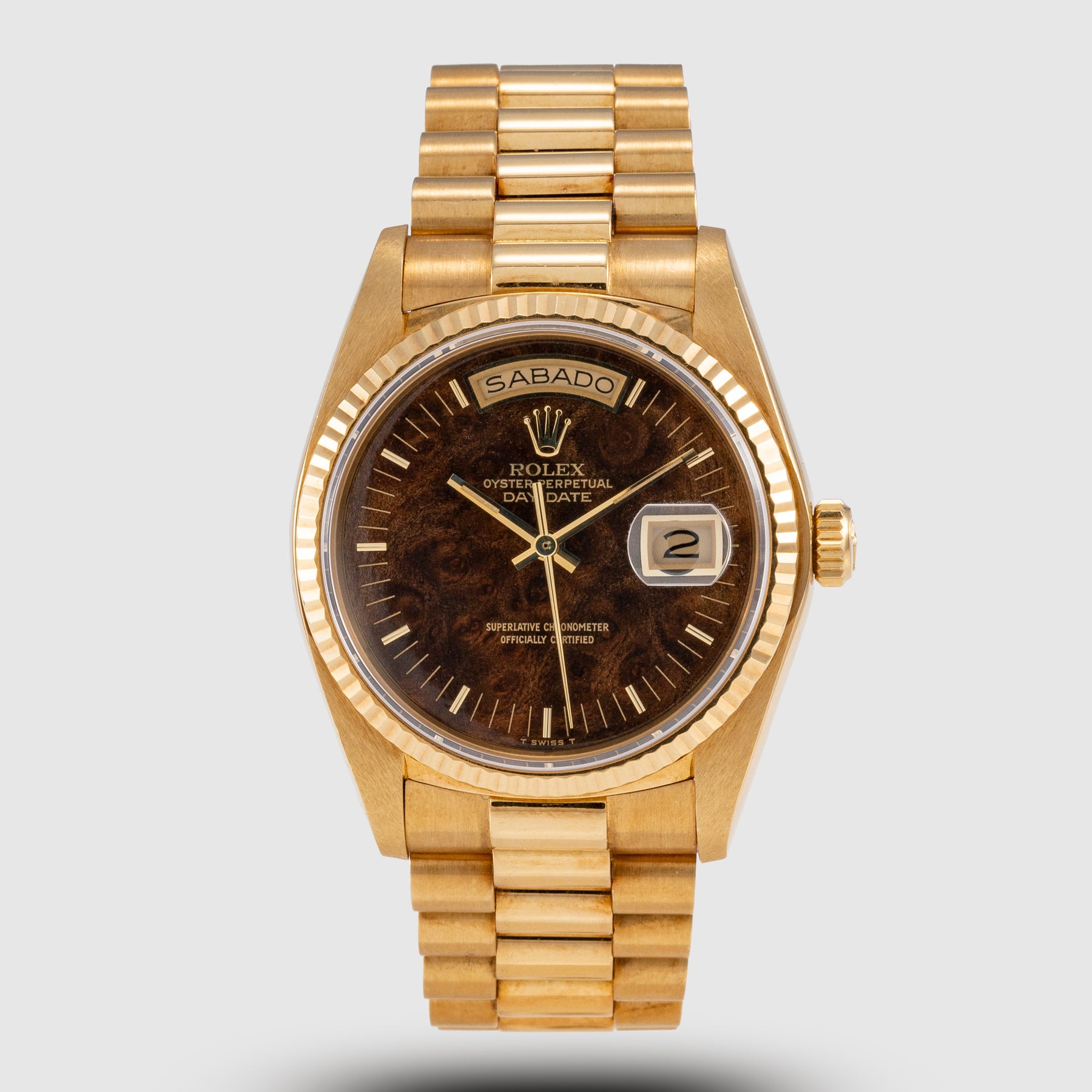 1980 Rolex Day Date 'Like New' with Burl Wood Dial Ref. 18038