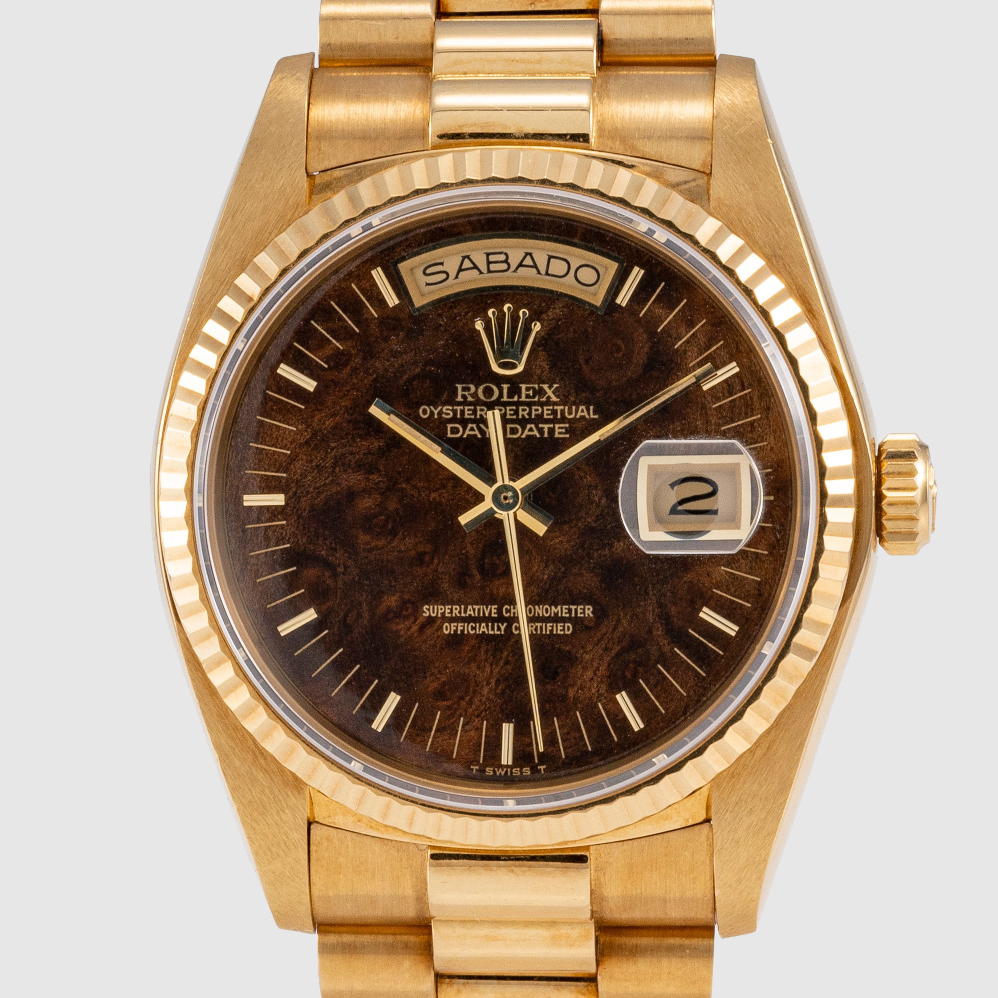 1980 Rolex Day Date 'Like New' with Burl Wood Dial Ref. 18038