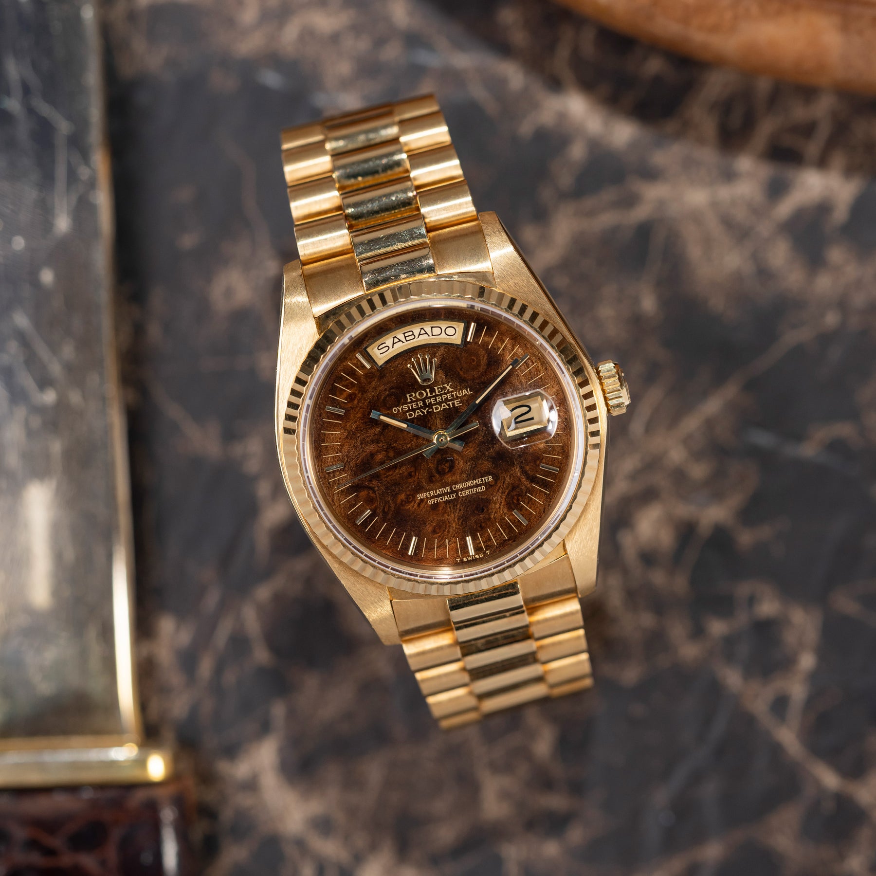 1980 Rolex Day Date 'Like New' with Burl Wood Dial Ref. 18038