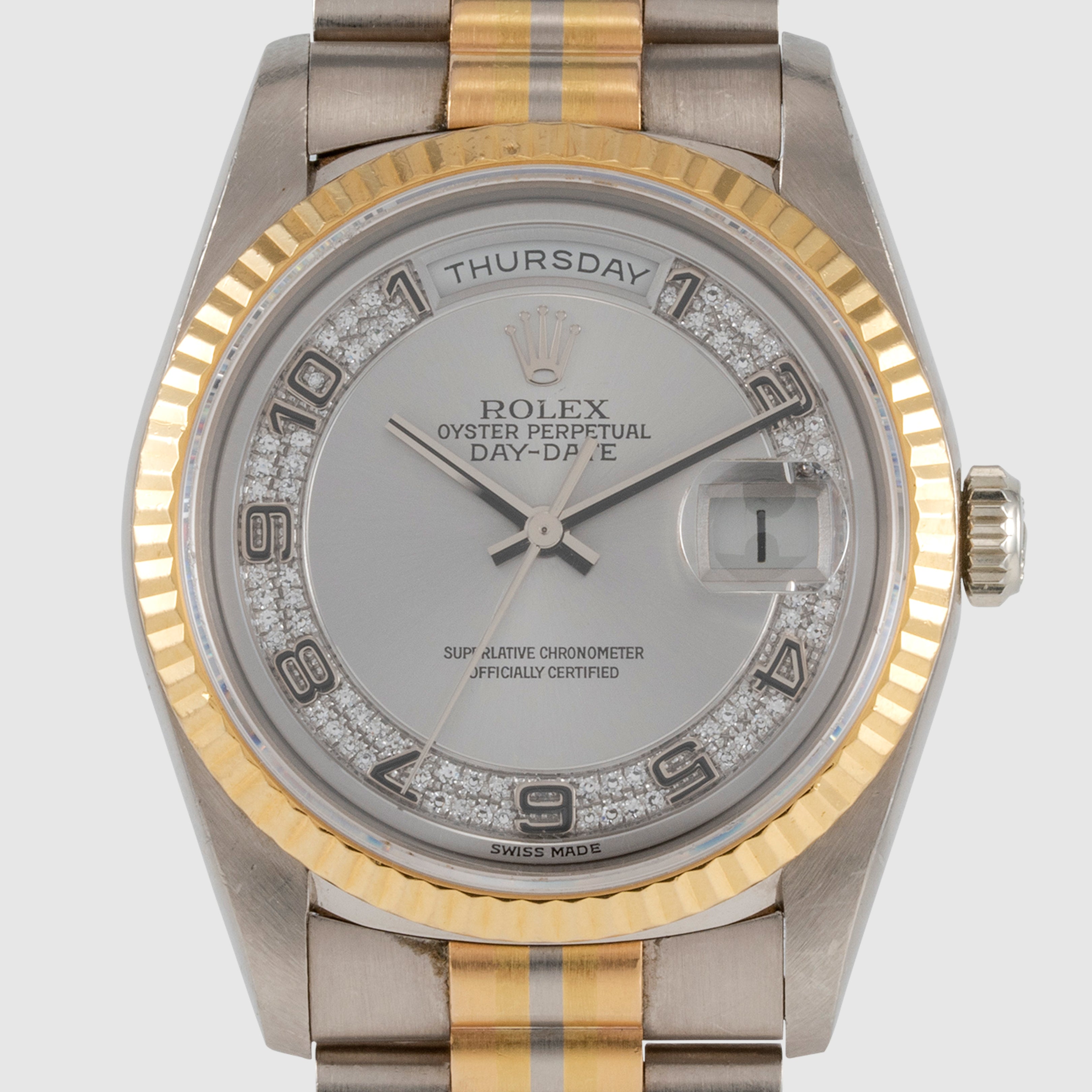 1996 Rolex Day Date Tridor Myriad Diamond Dial Ref. 18239B (with Certificate)