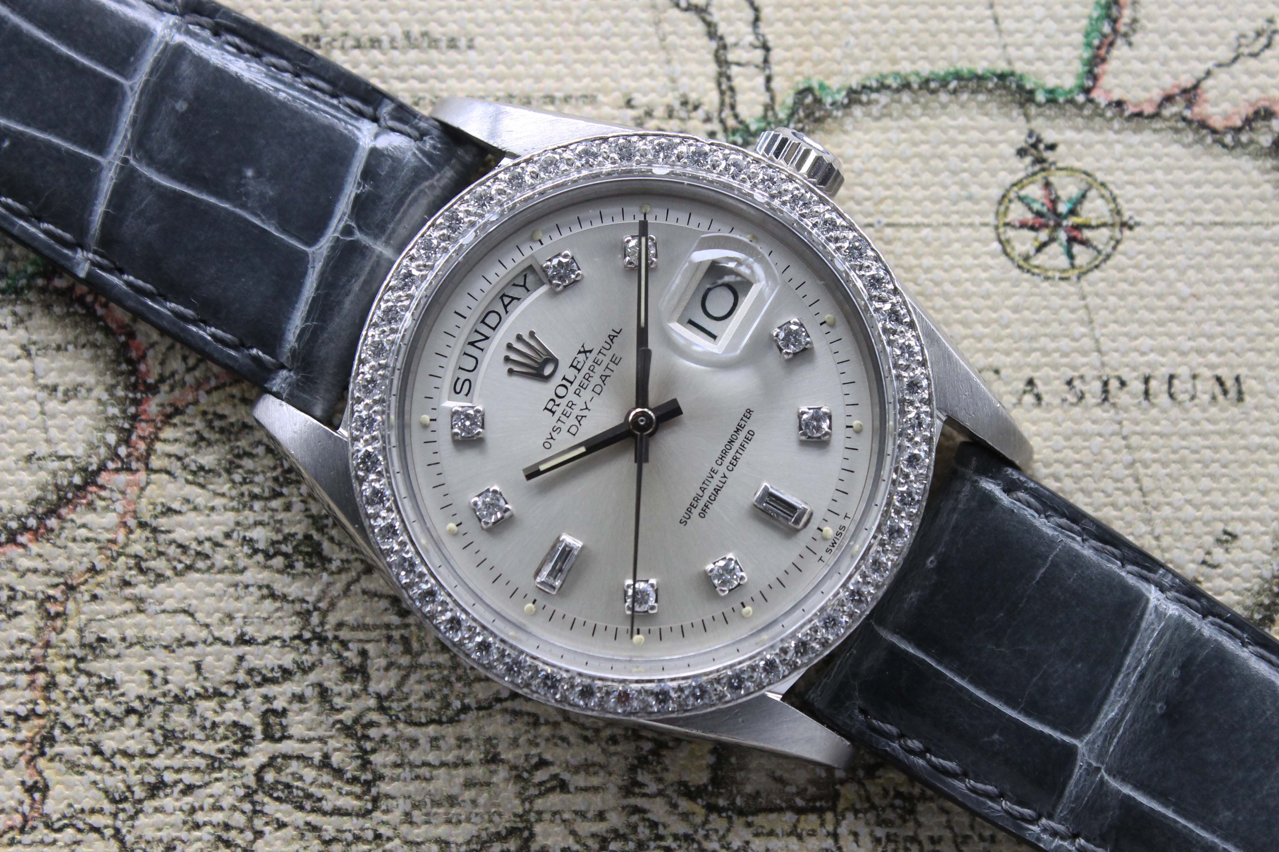 1973 Rolex Day Date Platinum Factory Diamond Dial Ref. 1804